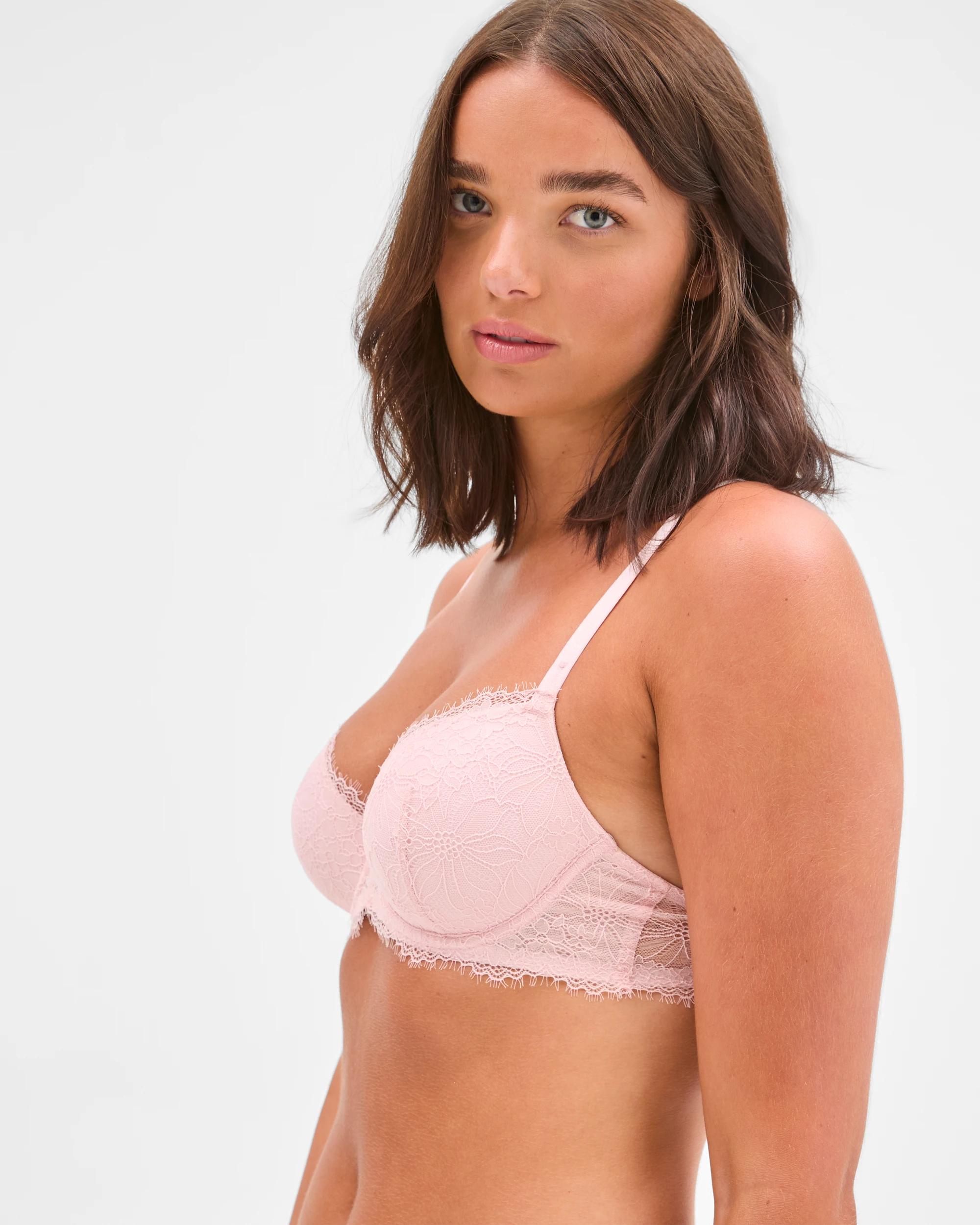 2 Lily Loves Chella Lace Padded Underwire Balconette Bra BLUSH, 2 of 3