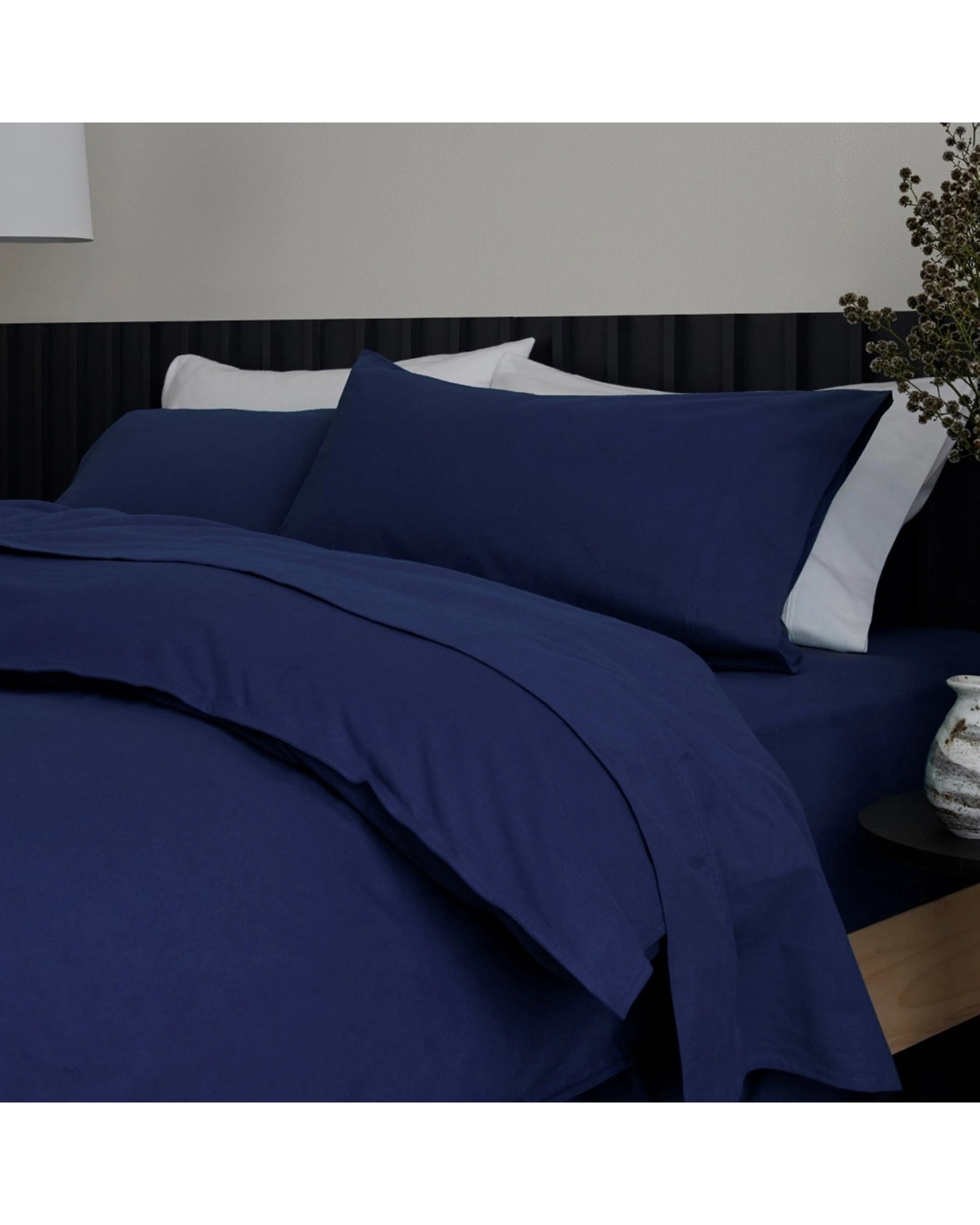 2 Bedding Co Organic Cotton Flannelette Quilt Cover Set Navy - Single Bed - Blue, 2 of 5