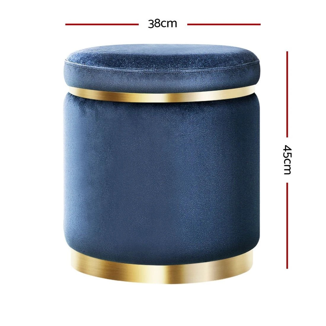 2 Artiss Ottoman Foot Stool Round
 - blue, 2 of 3