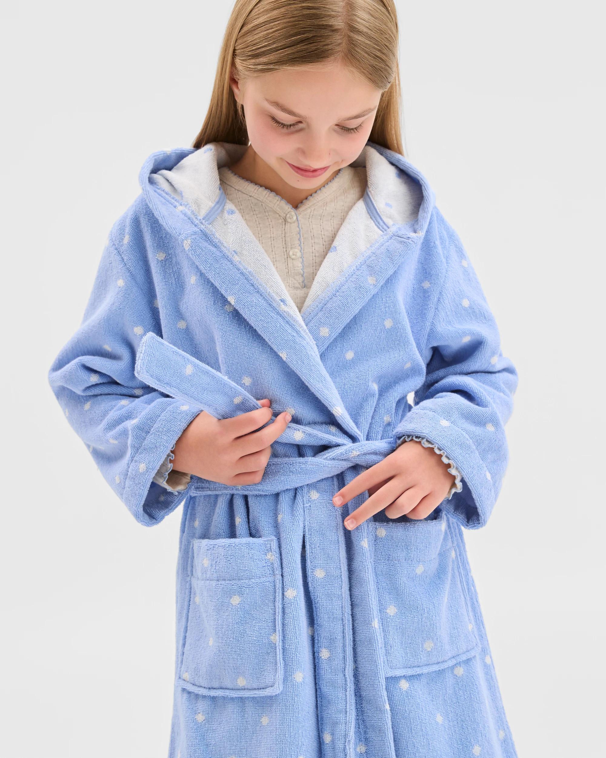 2 Target Kids Older Girls Australian Cotton Towelling Dressing Gown BLUE SPOT, 2 of 6