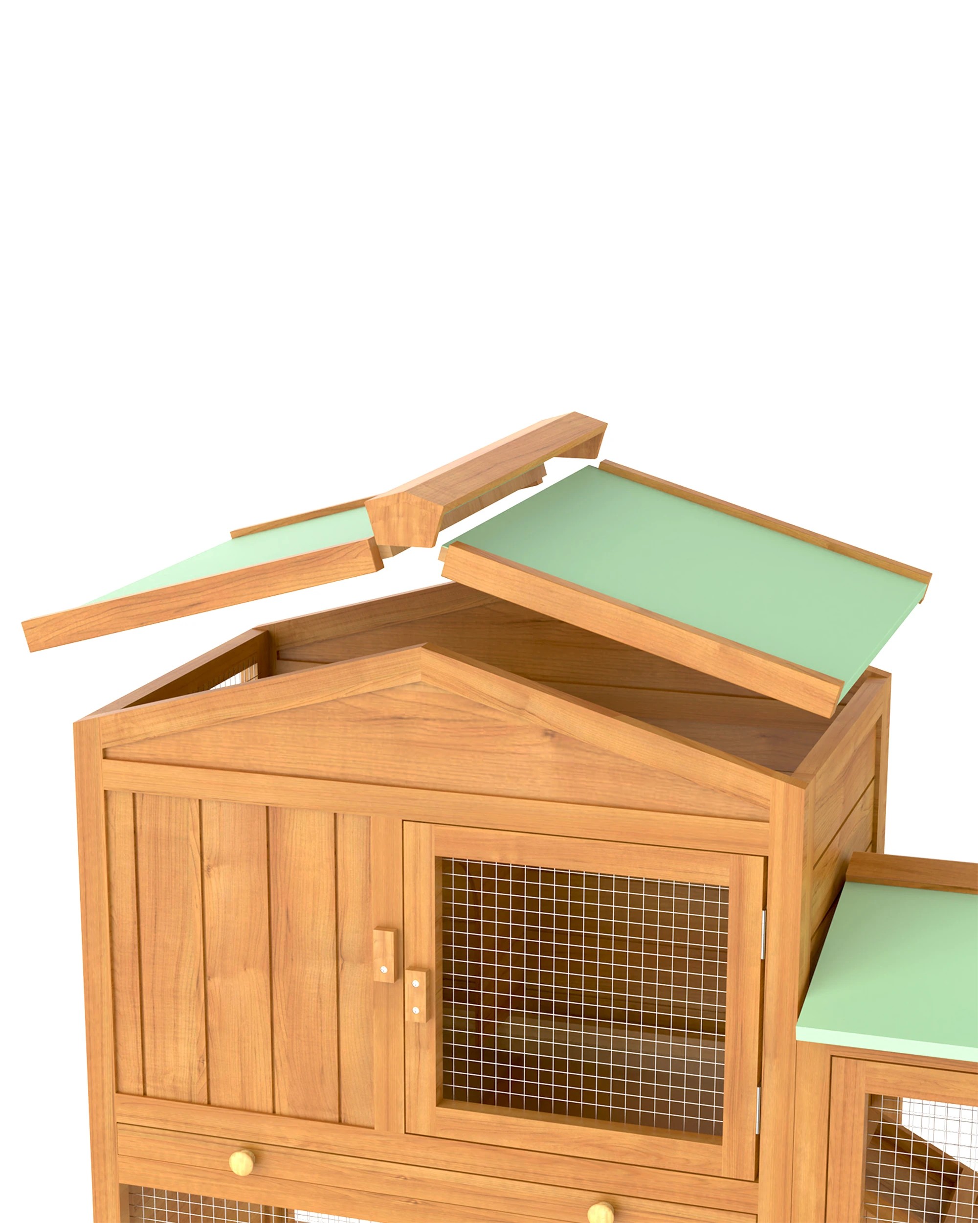 4 Advwin Chicken Coop Rabbit Hutch Large Wooden Run Bunny Cage, 4 of 8