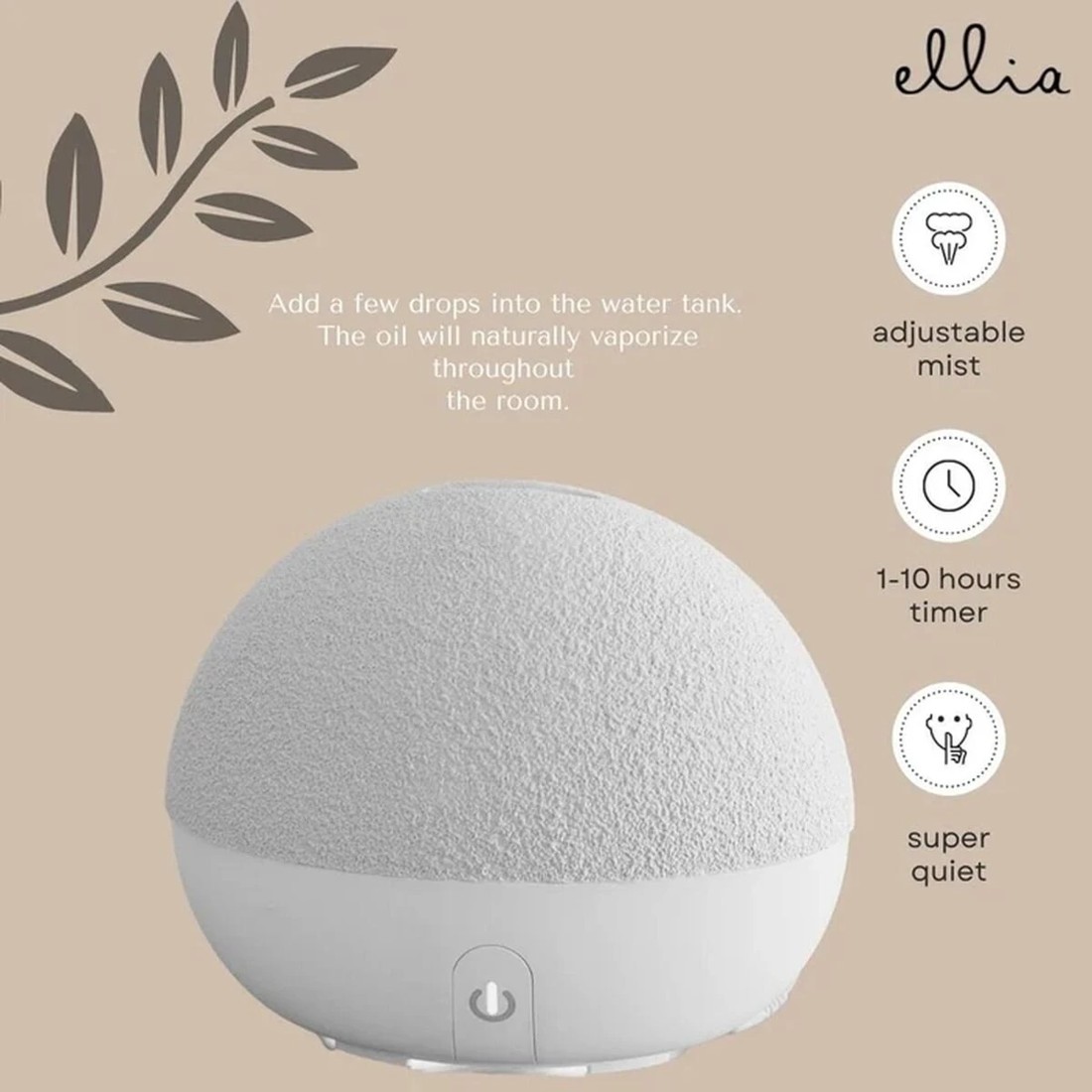 5 Homedics Ellia Stone Aroma Diffuser Ceramic - Taupe, 5 of 5