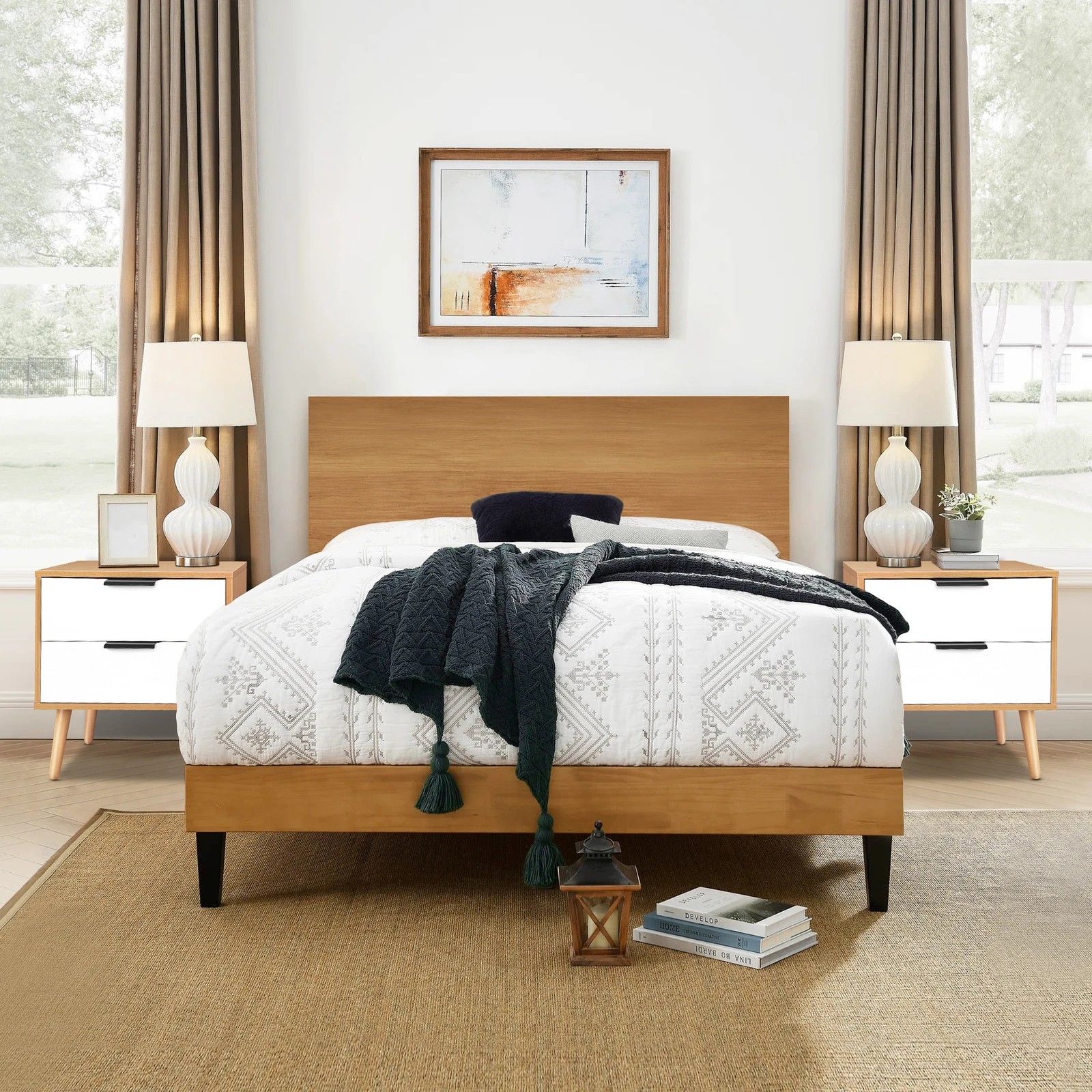 9 Alfordson 2x Bedside Table Nightstand Side Cabinet Scandinavian- Oak, 9 of 9