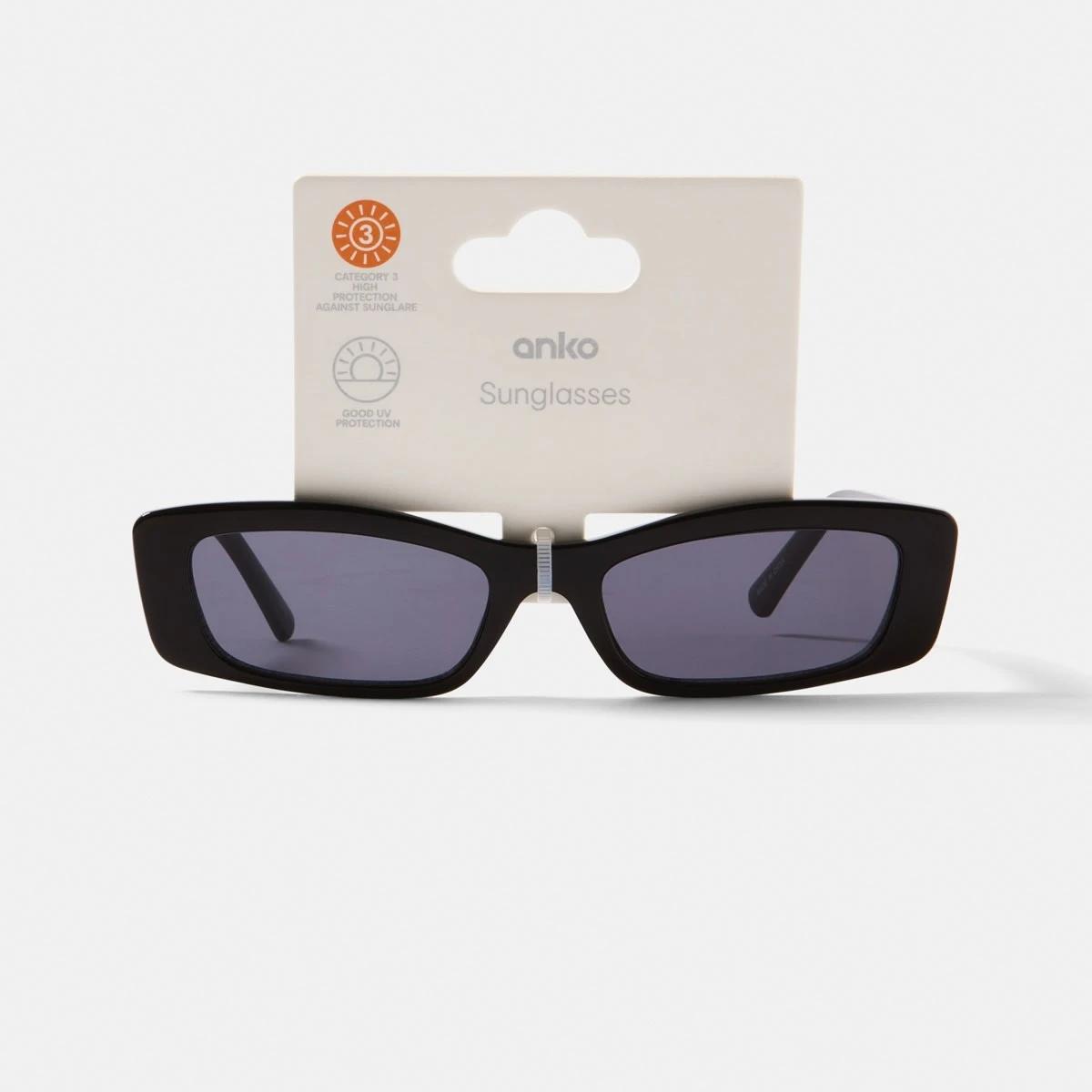 6 Womens Slim Rectangle Sunglasses ACCESSORIES BLACK, 6 of 6