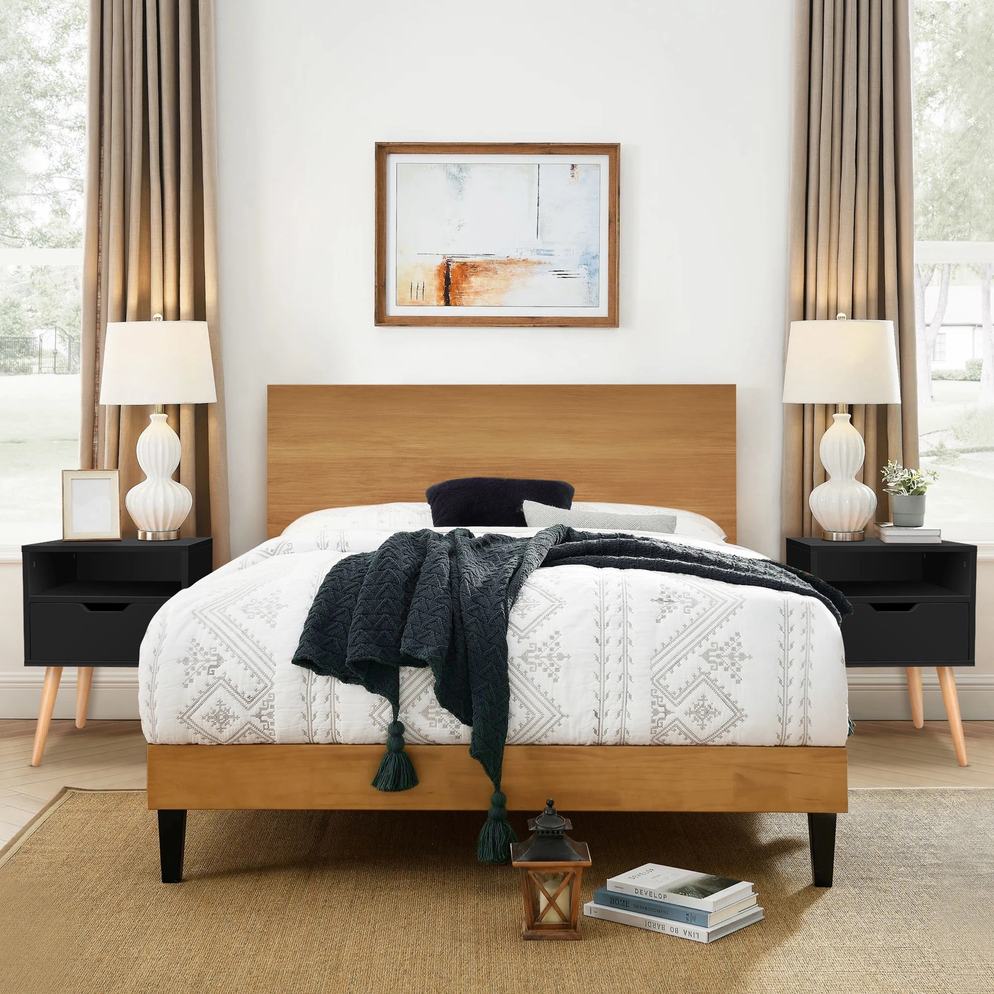 3 Alfordson Bedside Table Nightstand Side Storage Cabinet Scandinavian - Black, 3 of 10