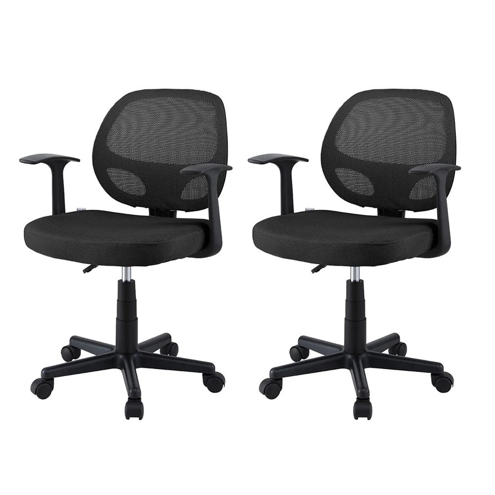 1 Artiss 2x Mesh Office Chair Computer Gaming Desk Chairs Work Study Mid Back - Black, 1 of 6
