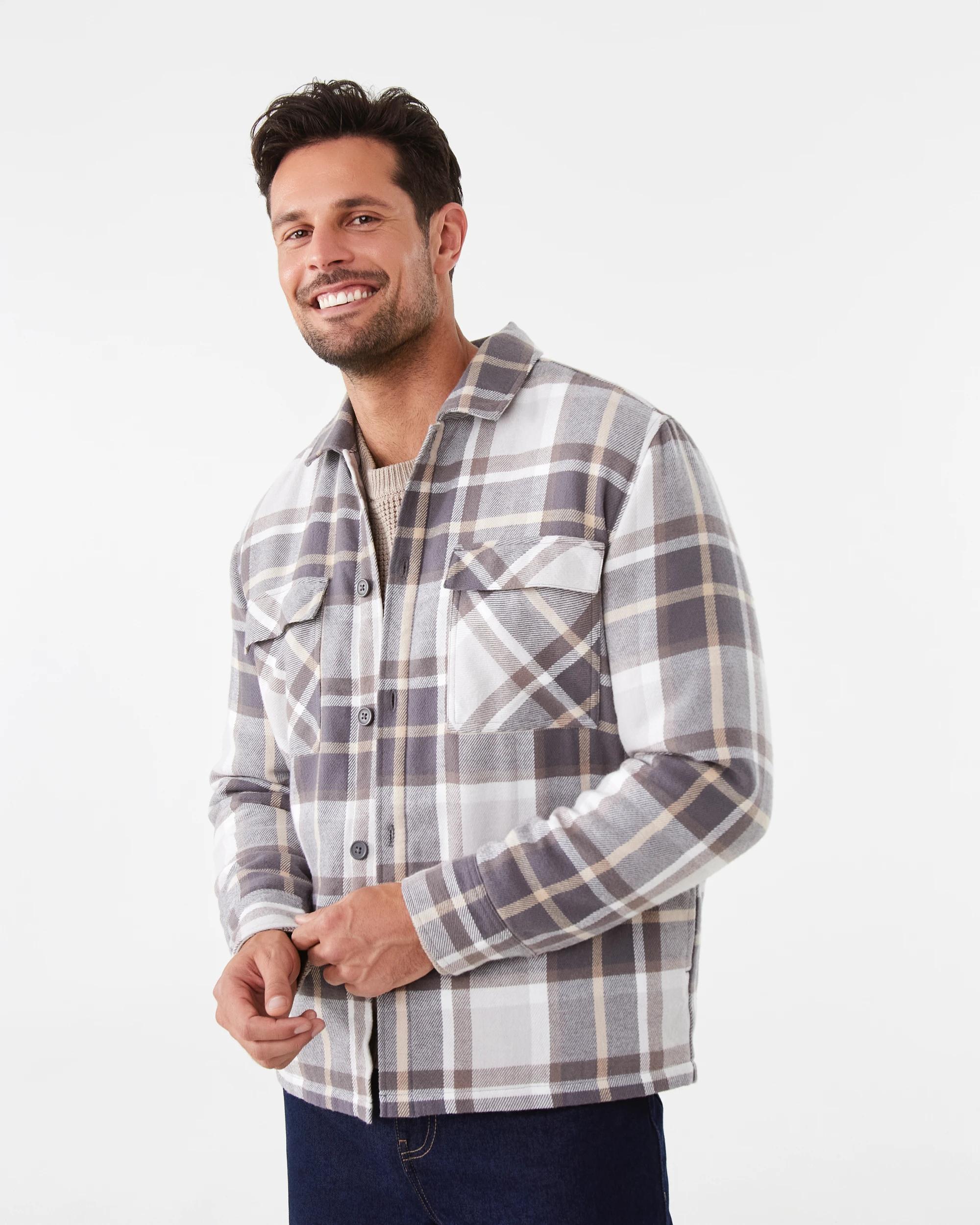 1 Check Shacket Brn Check, 1 of 8