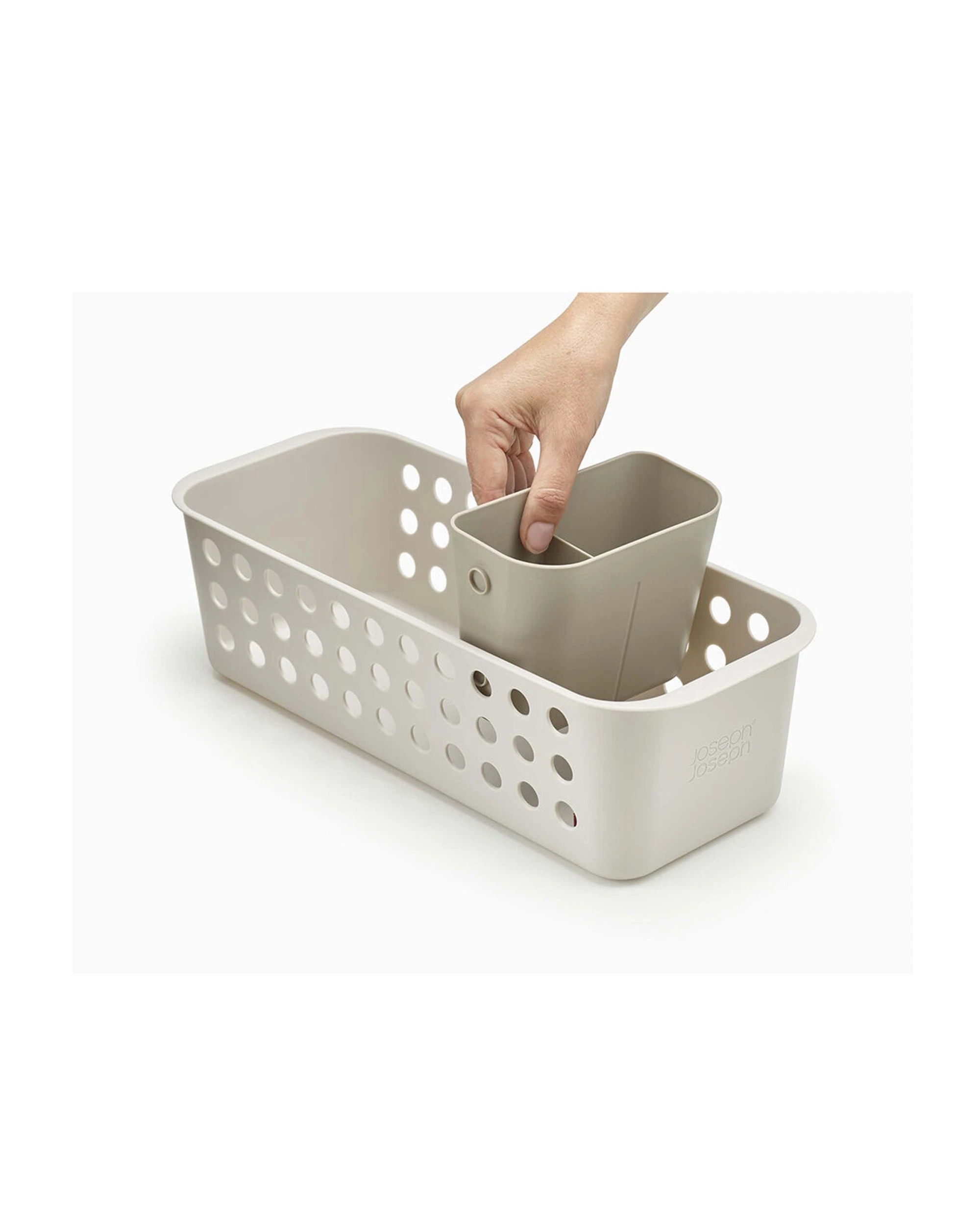 4 Joseph Joseph 2PK EasyStore 40cm Slimline Storage Basket Ventilated Sides Moveable Ecru - White, 4 of 7