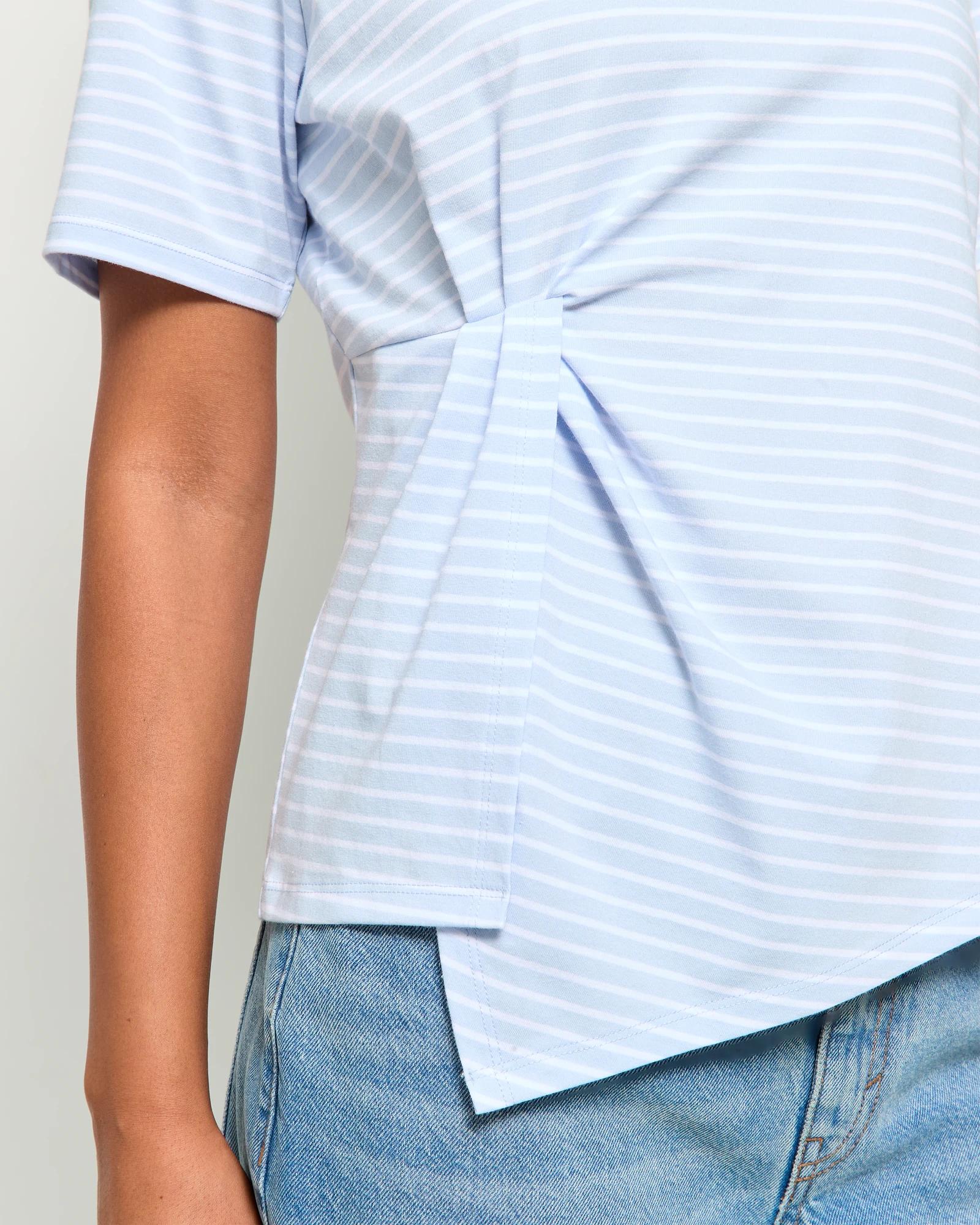 5 Target Australian Cotton Blend Asymmetrical Tuck T-shirt SUMMER BLUE STRIPE, 5 of 5