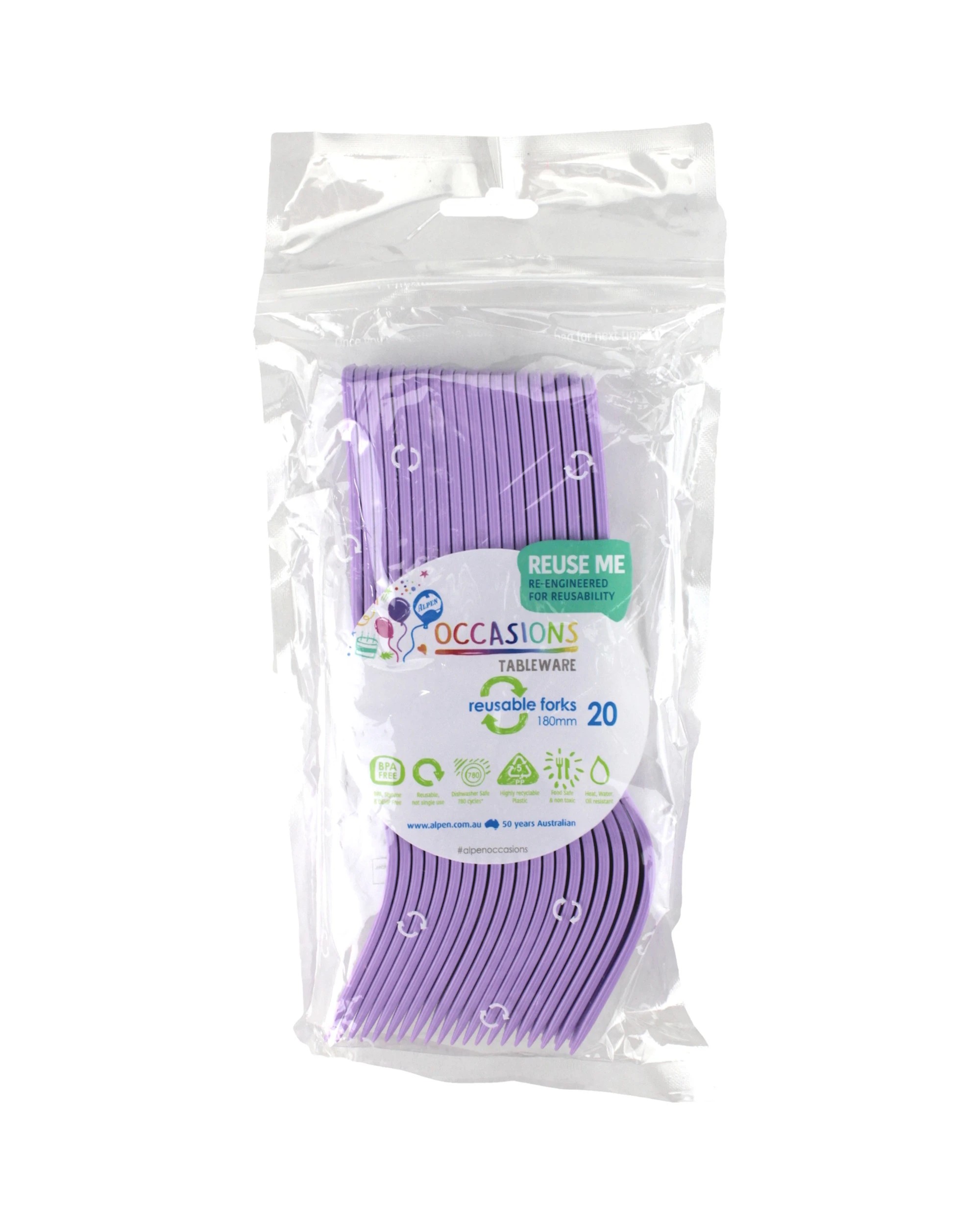 2 Alpen Lavender Reusable Plastic Forks Pack of 20 - Purple, 2 of 3