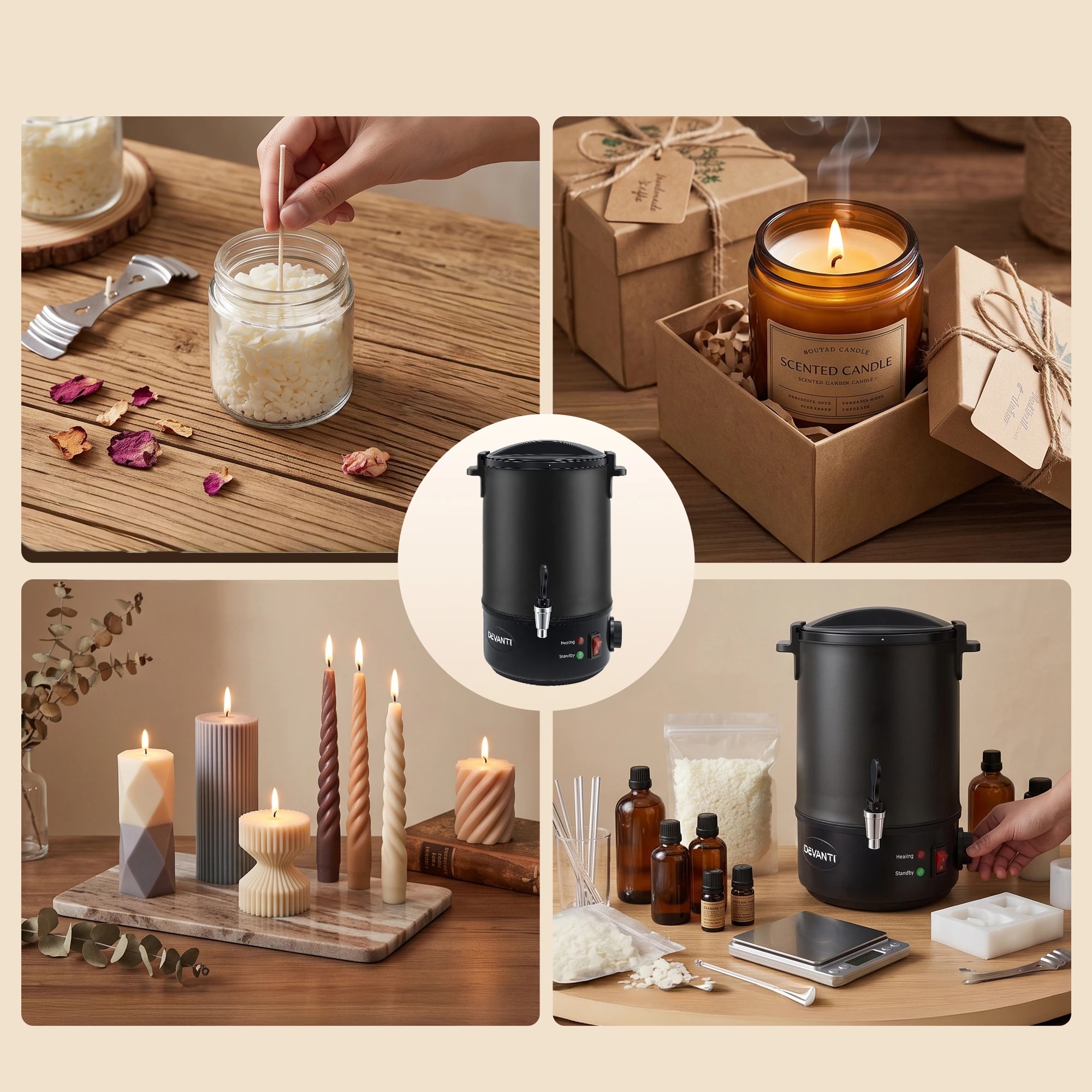 8 Devanti 6L Wax Melter Candle 1520W Making Melting Pot Furnace Pour Spout - Black, 8 of 9
