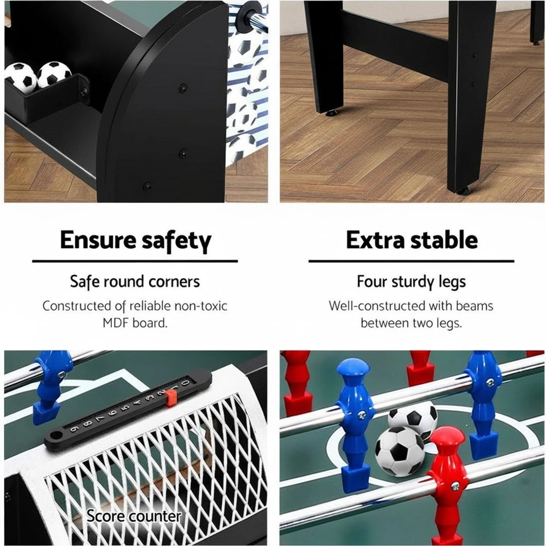 6 Everfit 4FT Soccer Table Foosball Football Game Home Family Party Gift Playroom - Multi, 6 of 8