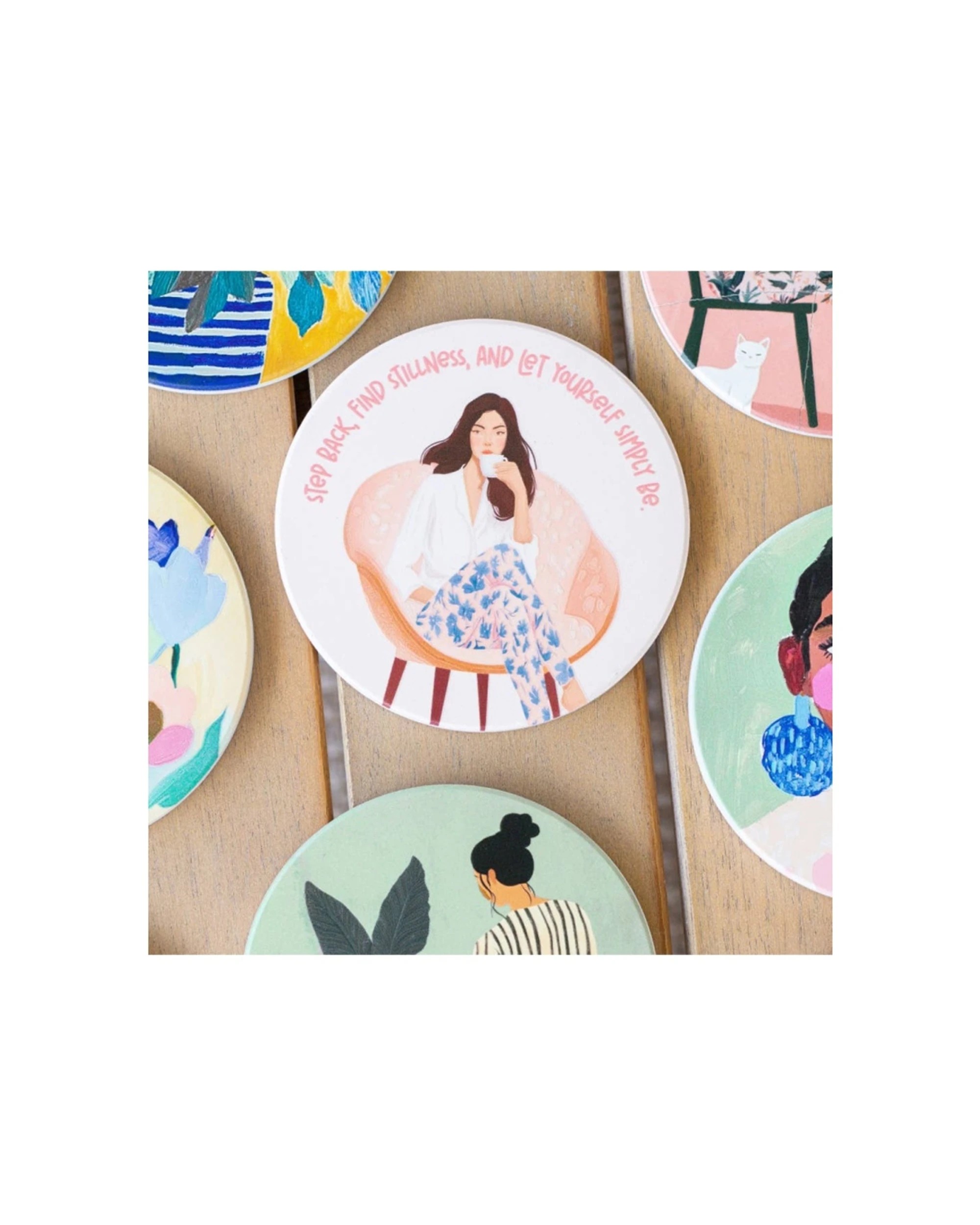 3 Splosh Billie Simply Be Ceramic Coaster Cork Backing Absorbent 11cm - Pink, 3 of 3