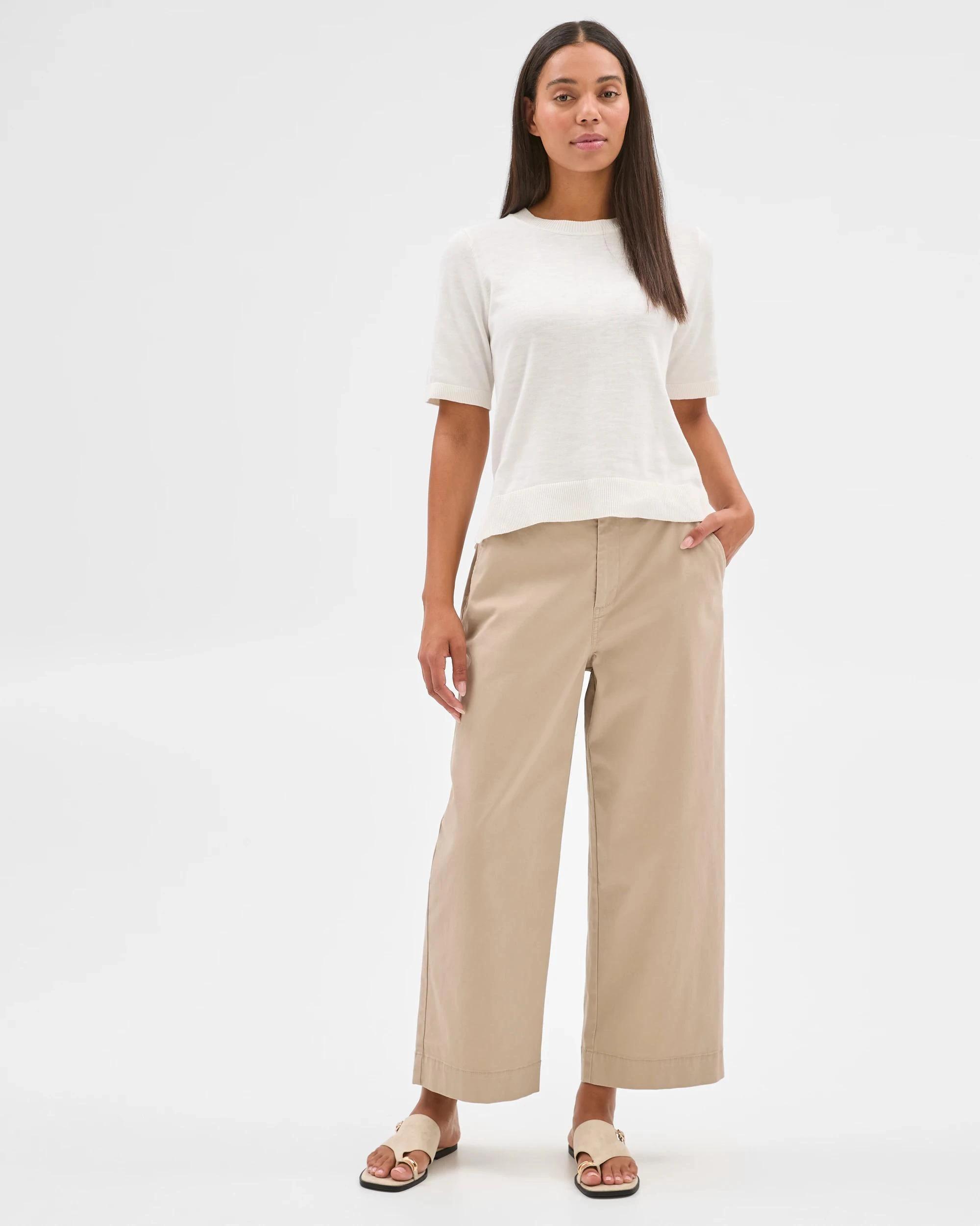 3 Target Australian Cotton/Linen Blend Knitted T-Shirt WHITE, 3 of 6