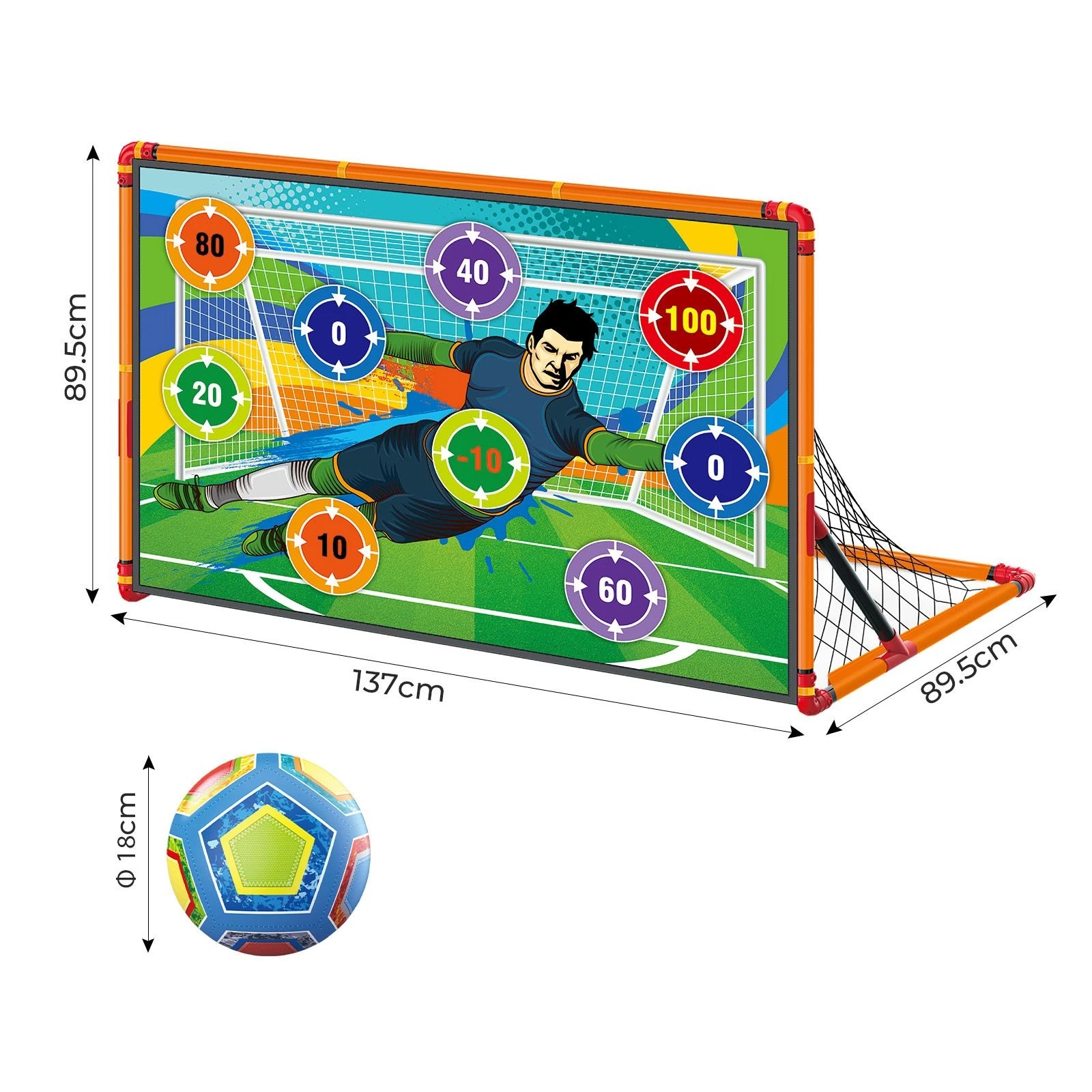 3 Ausway Kids Soccer Goal Set Backyard 2 in 1 Football Training Net Folding Posts 137cm, 3 of 7