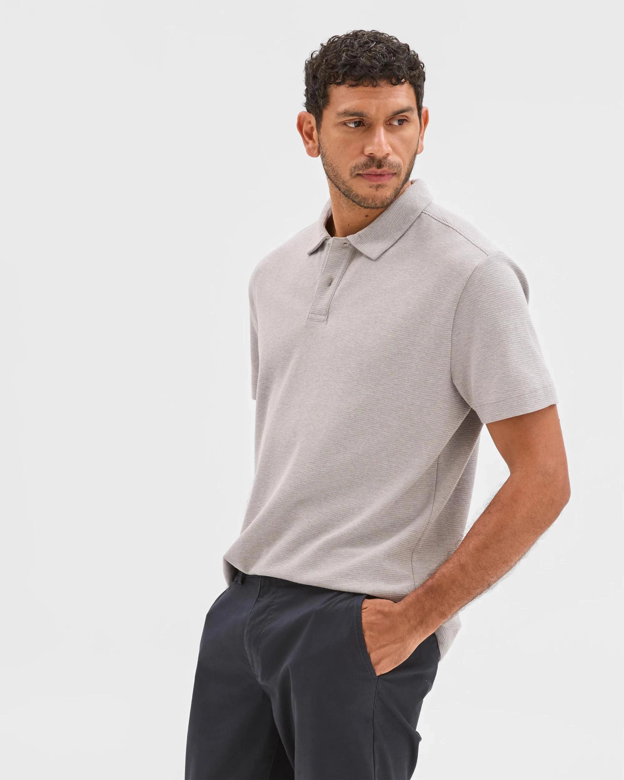 1 Target Australian Cotton Textured Fashion Polo Top LIGHT GREY, 1 of 5