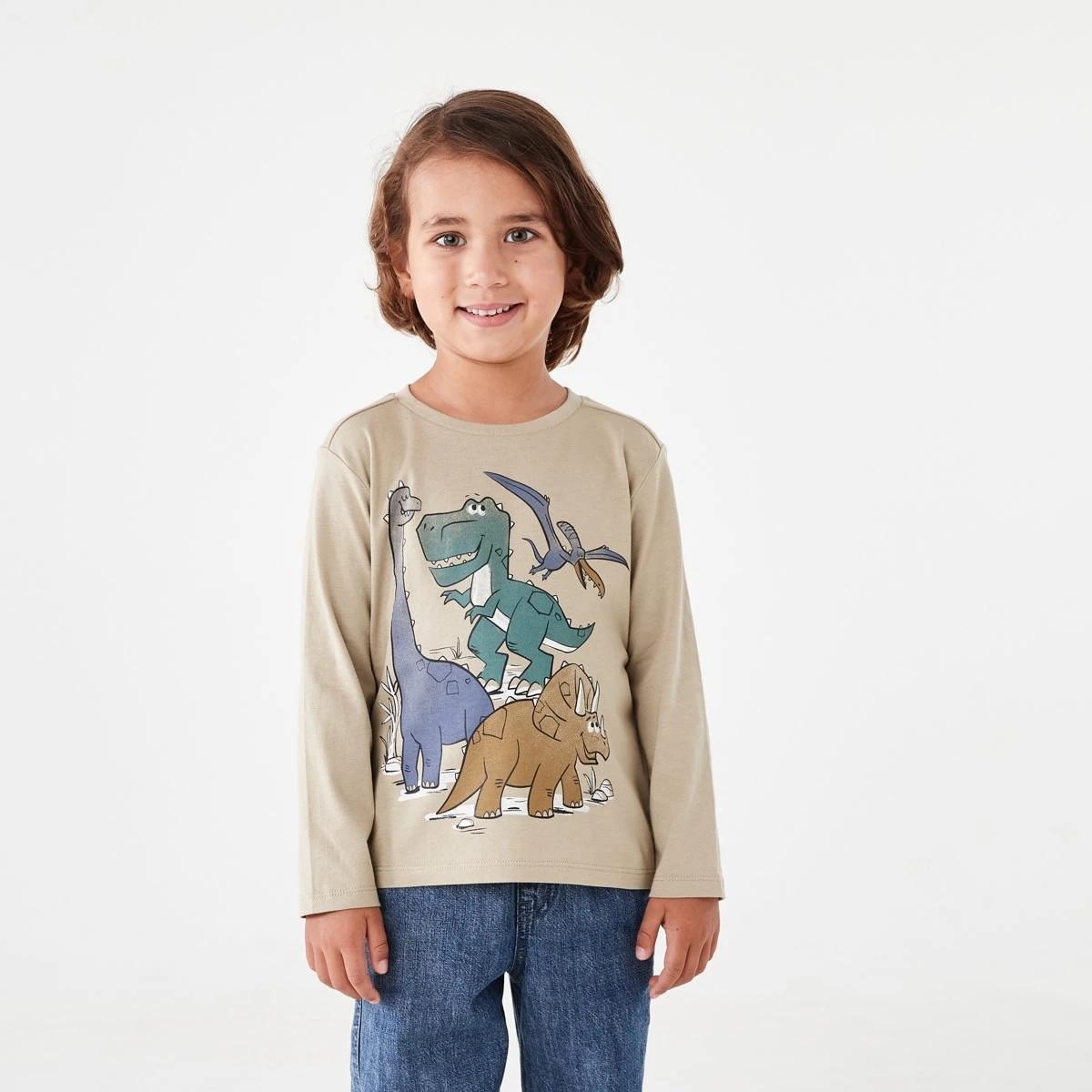 1 Long Sleeve Print T-shirt Bge Dino, 1 of 8