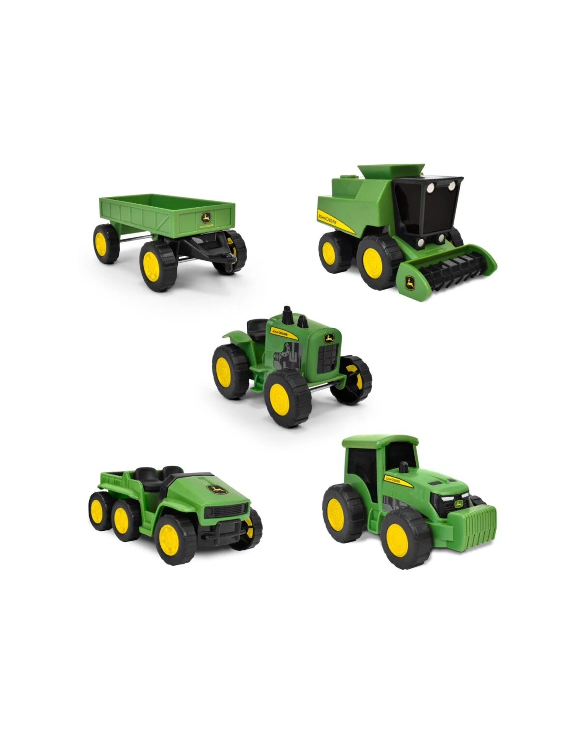 2 John Deere 2x 5pc Micro Farm Vehicles With Working Wheels And Rubber Tyres Kids Toy - Multi, 2 of 2