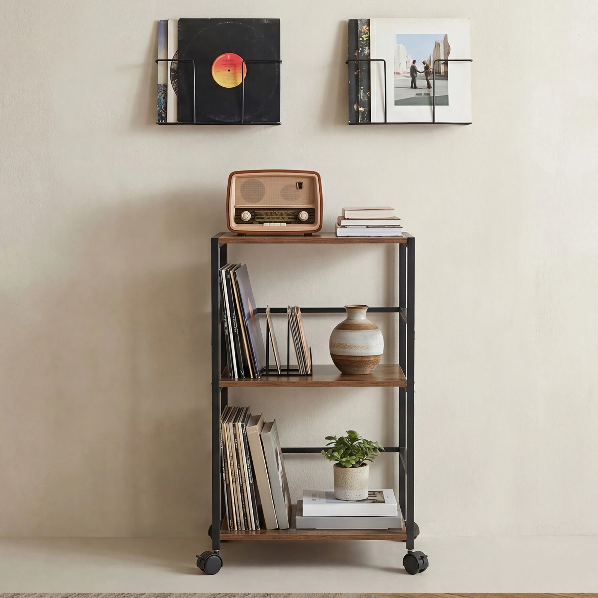 8 Levede Record Player Stand with Storage Vinyl Record Holder with Display Area, 8 of 8