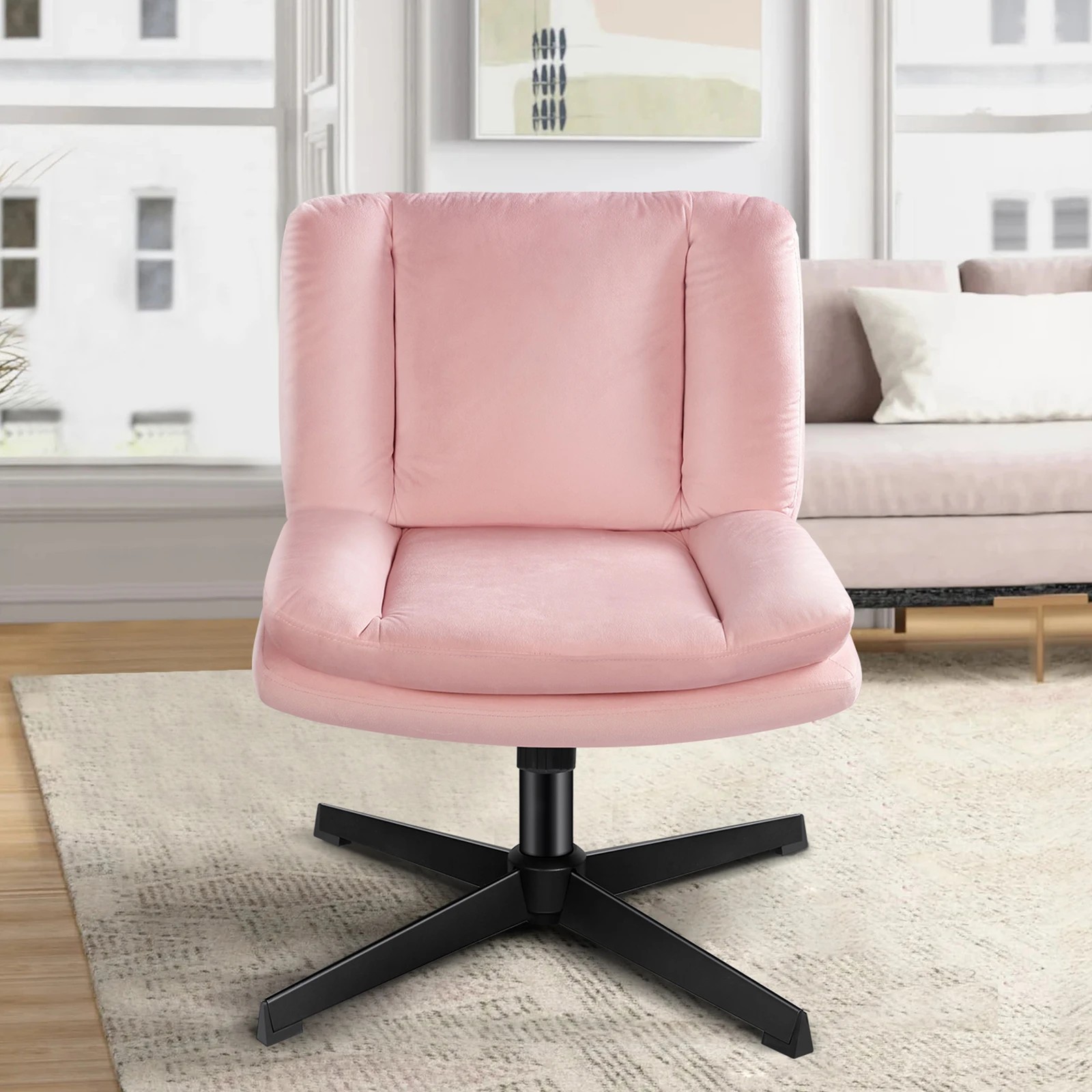 4 Alfordson Armless Office Desk Chair Mid Back Wide Seat Velvet - Pink, 4 of 7