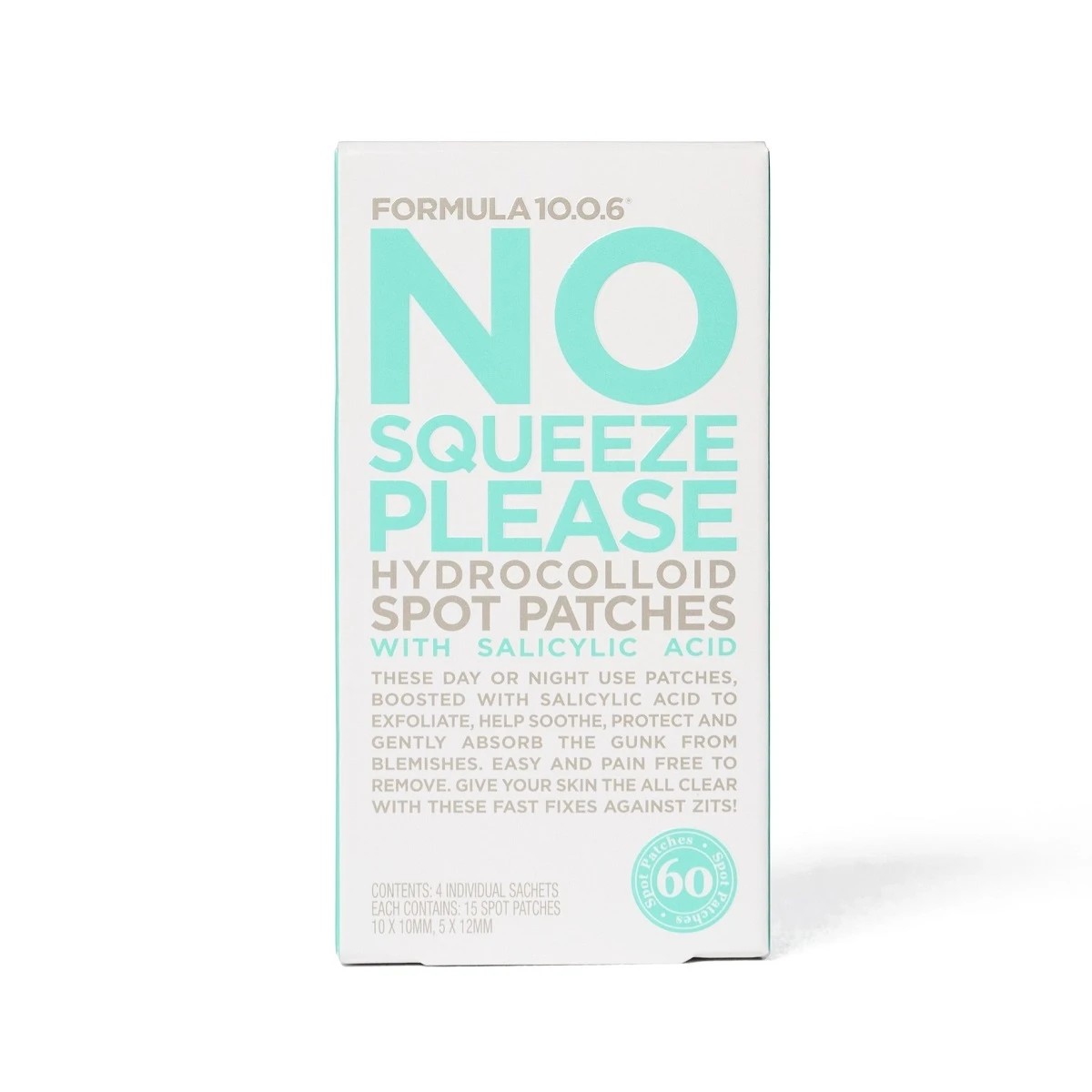 1 4 Pack Formula 10.0.6 No Squeeze Please Hydrocolloid Spot Patches - With Salicylic Acid, 1 of 2