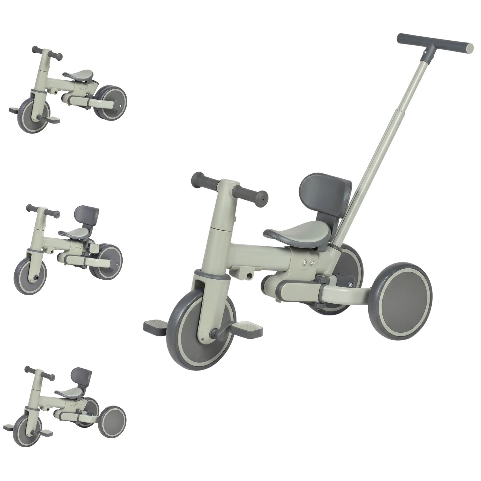 1 Advwin 5-in-1 Toddler Tricycle with Push Handle Foldable Kids Balance Bike for Boys and Girls - Green, 1 of 10