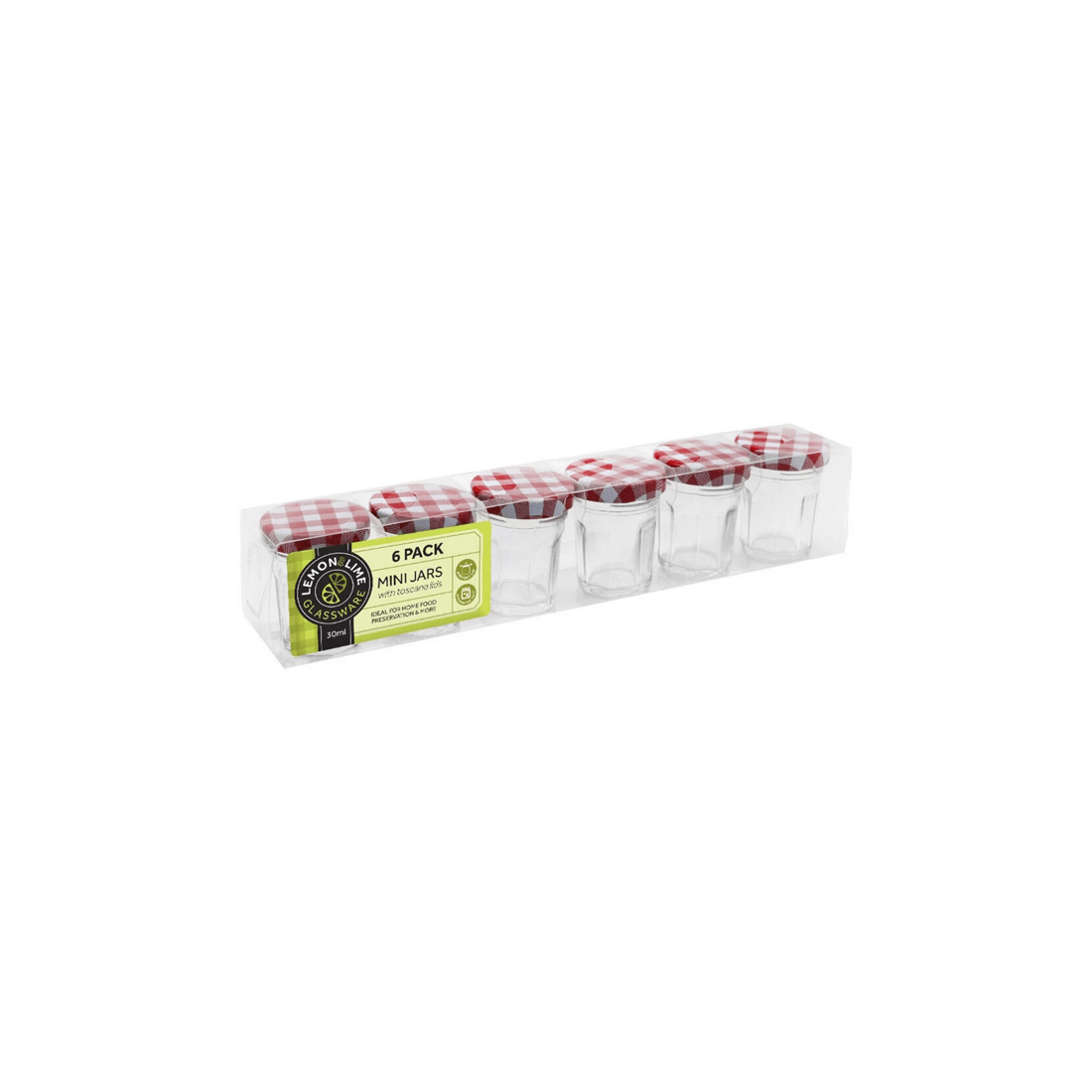 1 6pc Lemon & Lime 30ml Mini Toscana Air-tight Glass Jars W/ Screw Top Lid Red
 - Red, 1 of 4