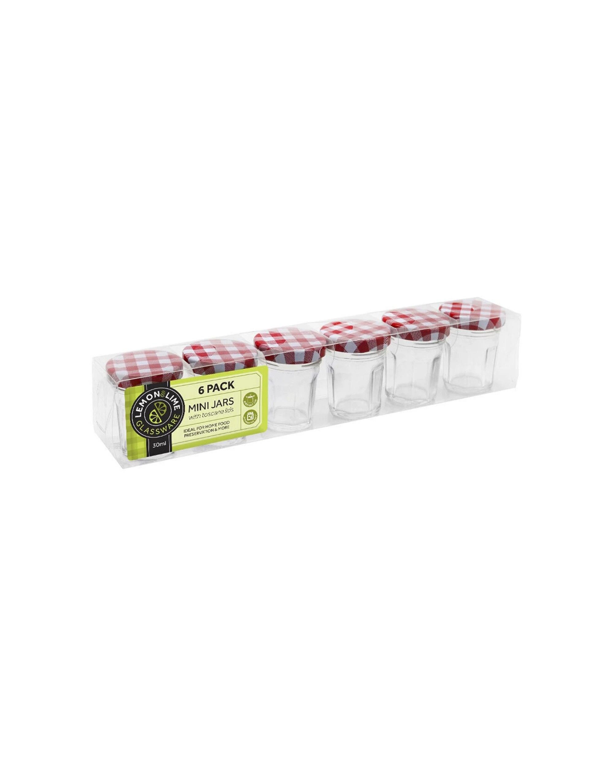 1 6pc Lemon & Lime 30ml Mini Toscana Air-tight Glass Jars W/ Screw Top Lid Red
 - Red, 1 of 4