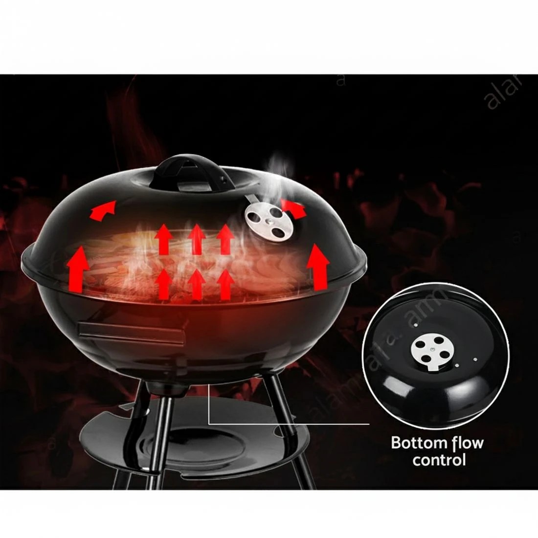 4 Grillz BBQ Grill Smoker - Black, 4 of 7