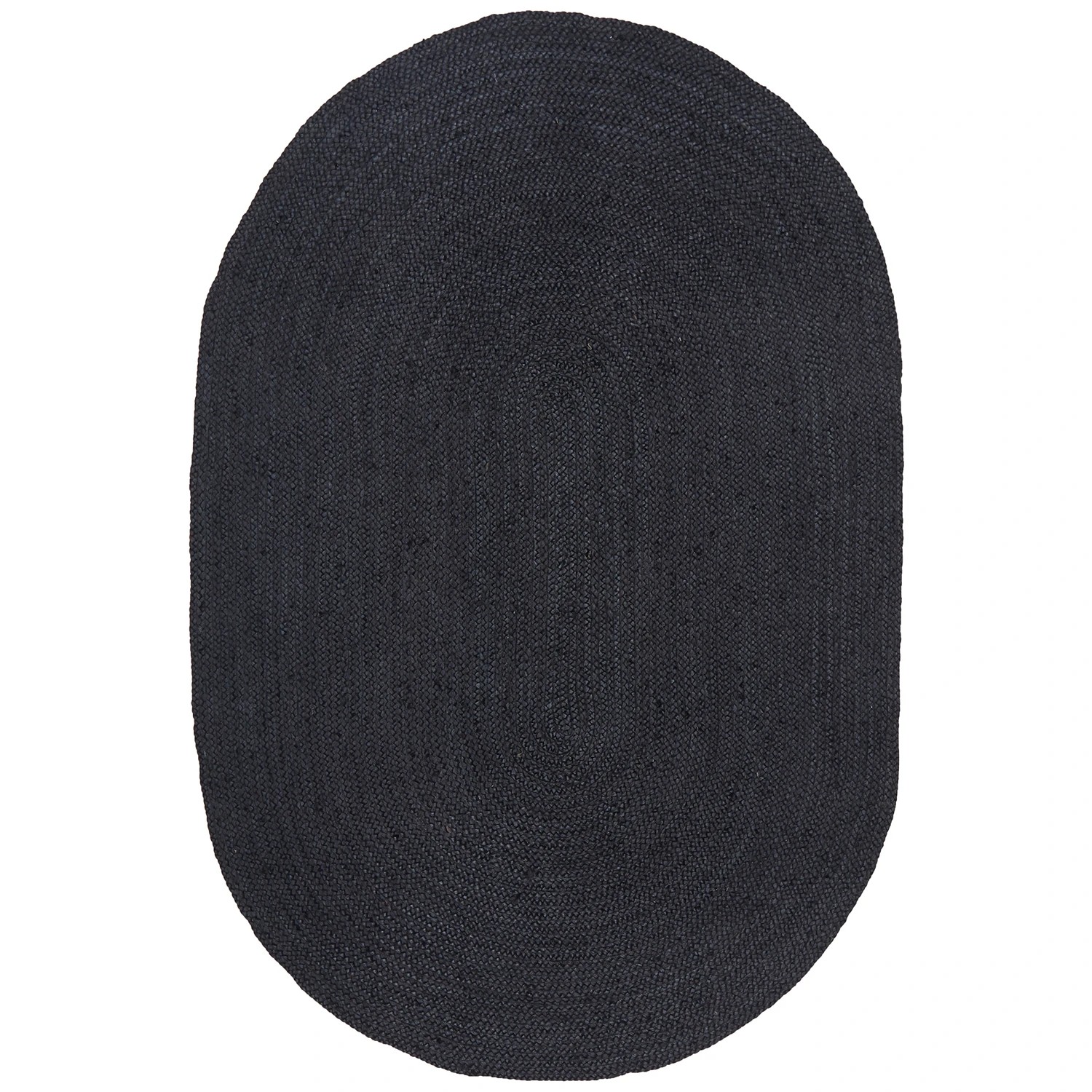 2 Common Ground Rugs Shoreline 280x190cm  Oval - Large Hand Braided Jute Rug - Black, 2 of 9