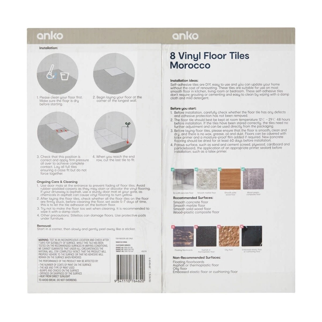 8 8 Pack Vinyl Floor Tiles - Morocco, 8 of 8