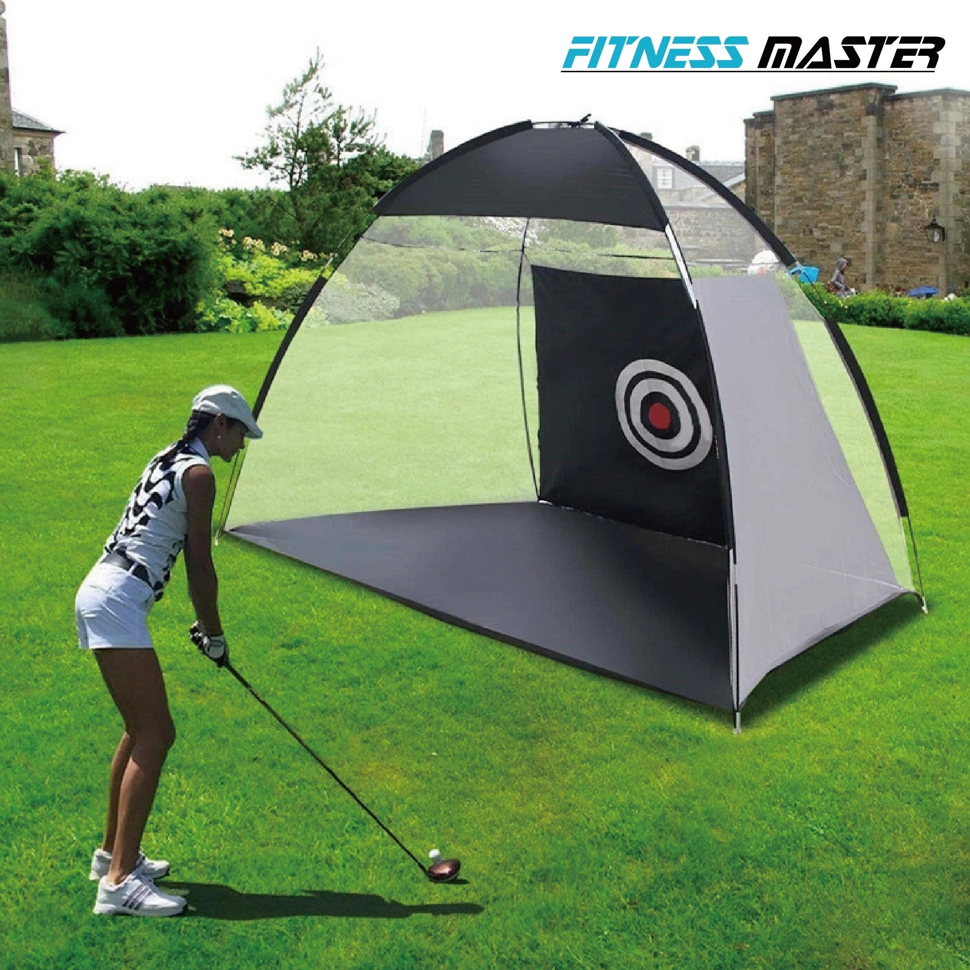 2 Elora Fitness Master 3m Golf Practice Net Training Hitting Net Chipping Cage Carry Bag, 2 of 7