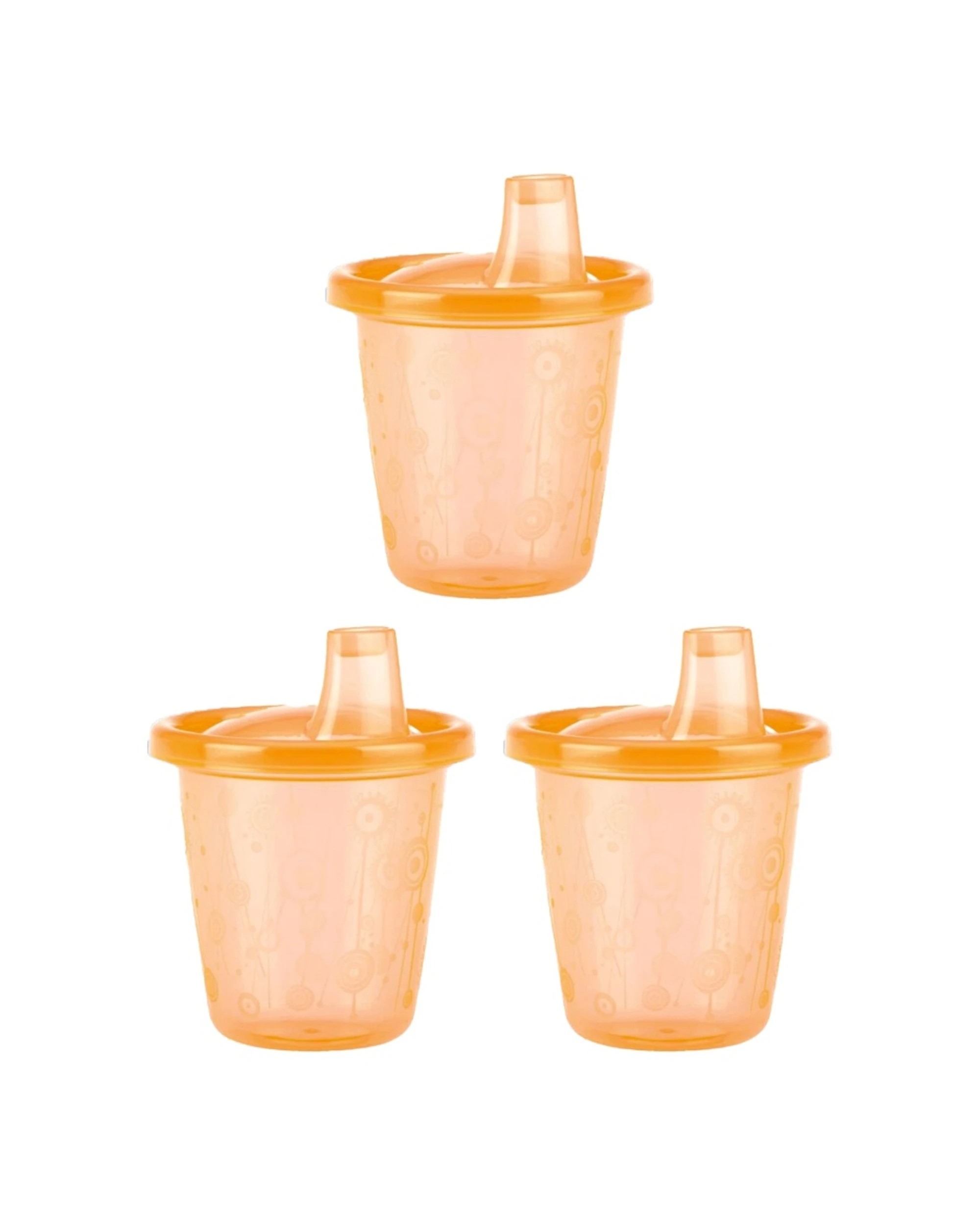 1 Nuby 3pc Wash Or Toss Hard Spout Sipper Cups Durable 210ml - Multi