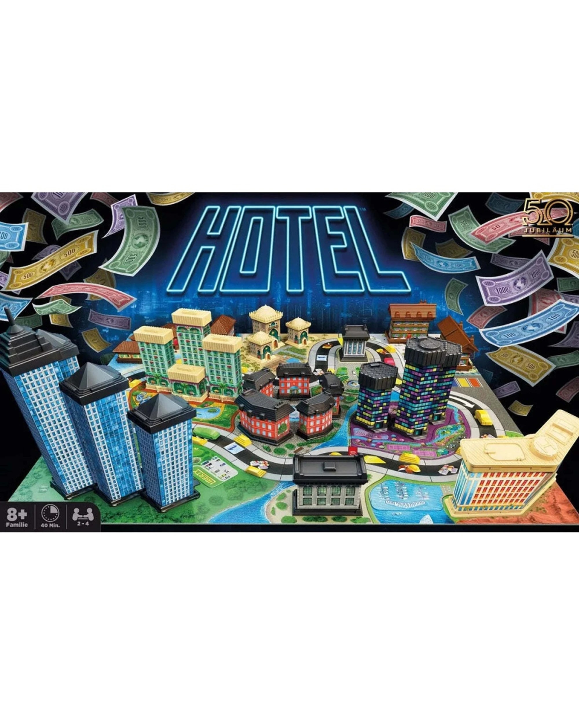 1 Fuel For Fun Hotel Board Game Classic 80s Family Property Tycoon 2-4 Player - Multi, 1 of 3