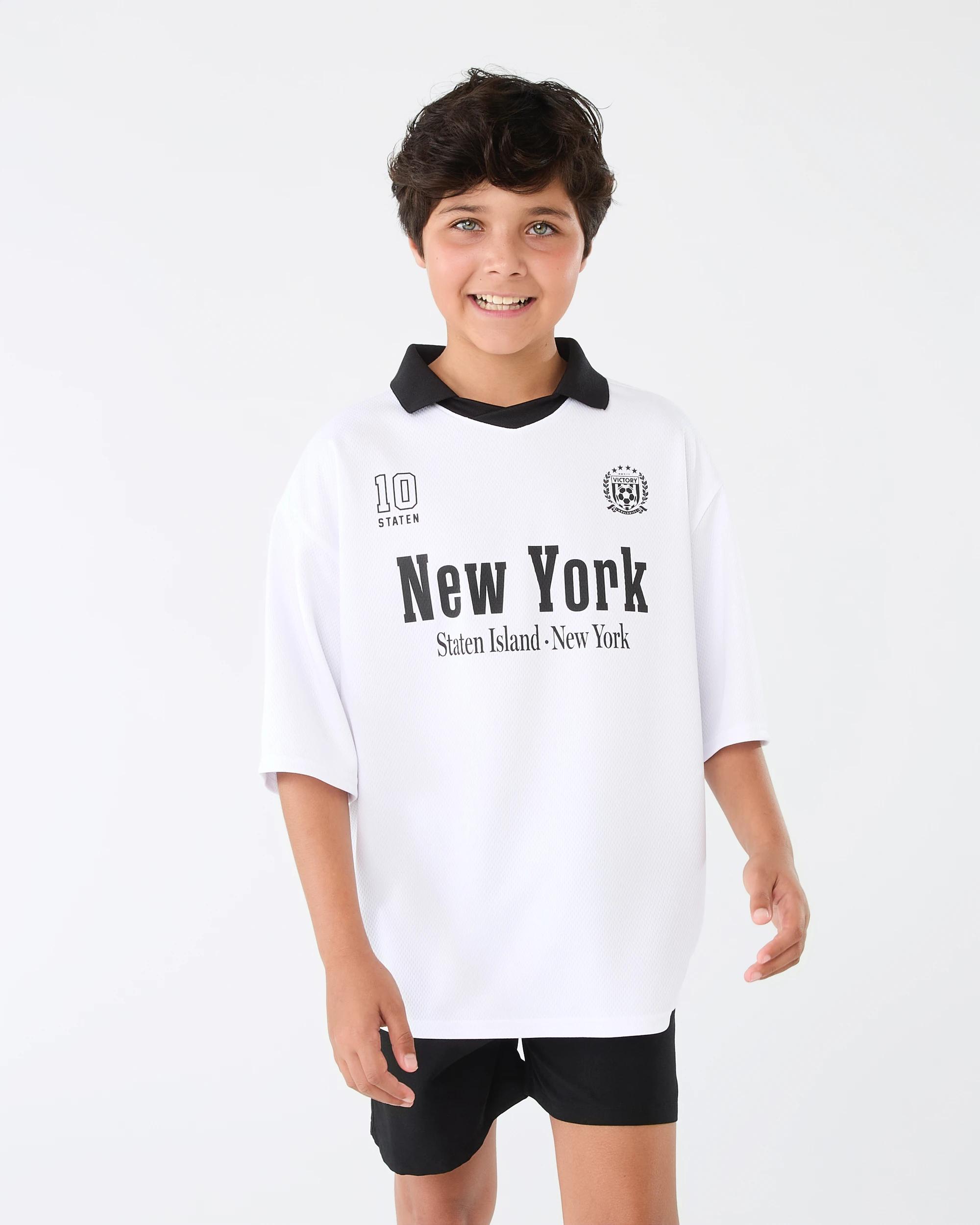 1 Short Sleeve Mesh Collar T-shirt Wht Varsit, 1 of 9