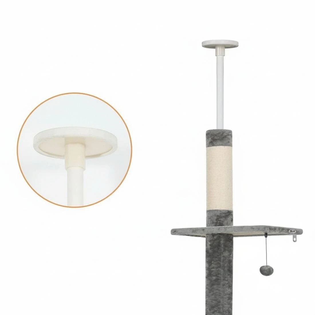 5 i.Pet Cat Tree 290cm Tower Scratching Post Scratcher Floor to Ceiling Cats Bed - Grey, 5 of 5