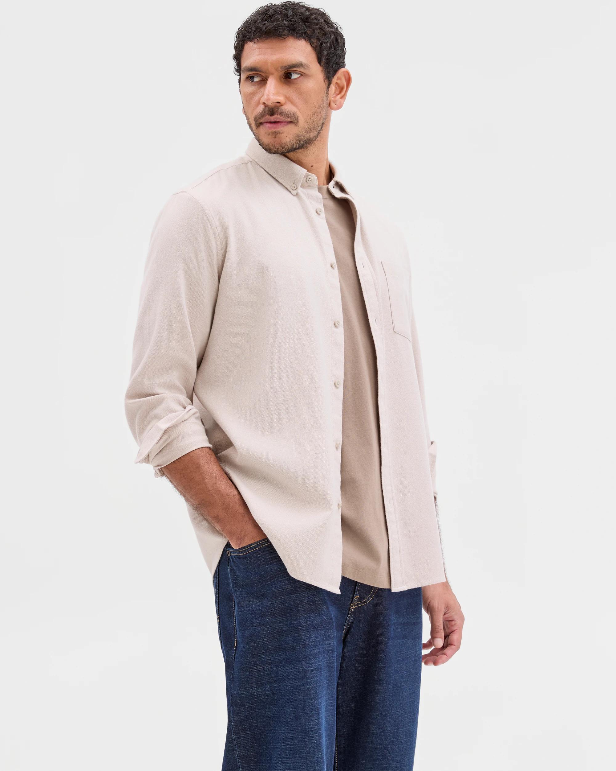 4 Target Australian Cotton Long Sleeve Oxford Shirt STONE, 4 of 6