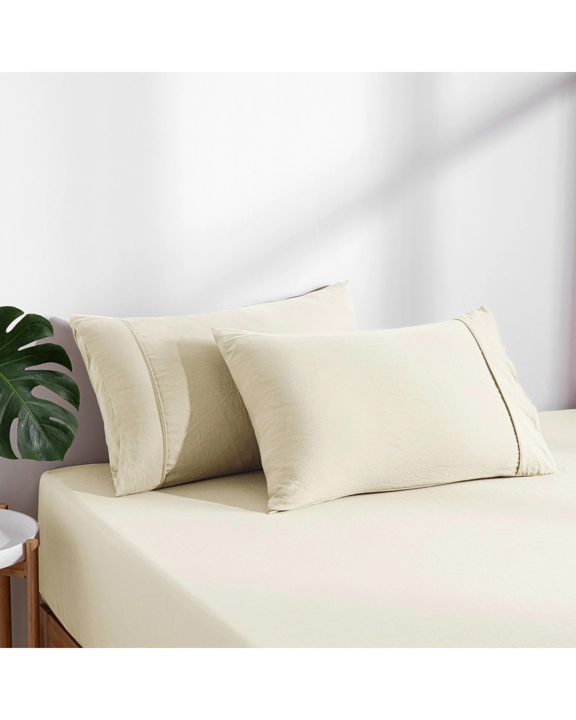 3 Dreamaker Superfine Washed Microfibre Combo Fitted Sheet Set - Double Bed - Natural, 3 of 8