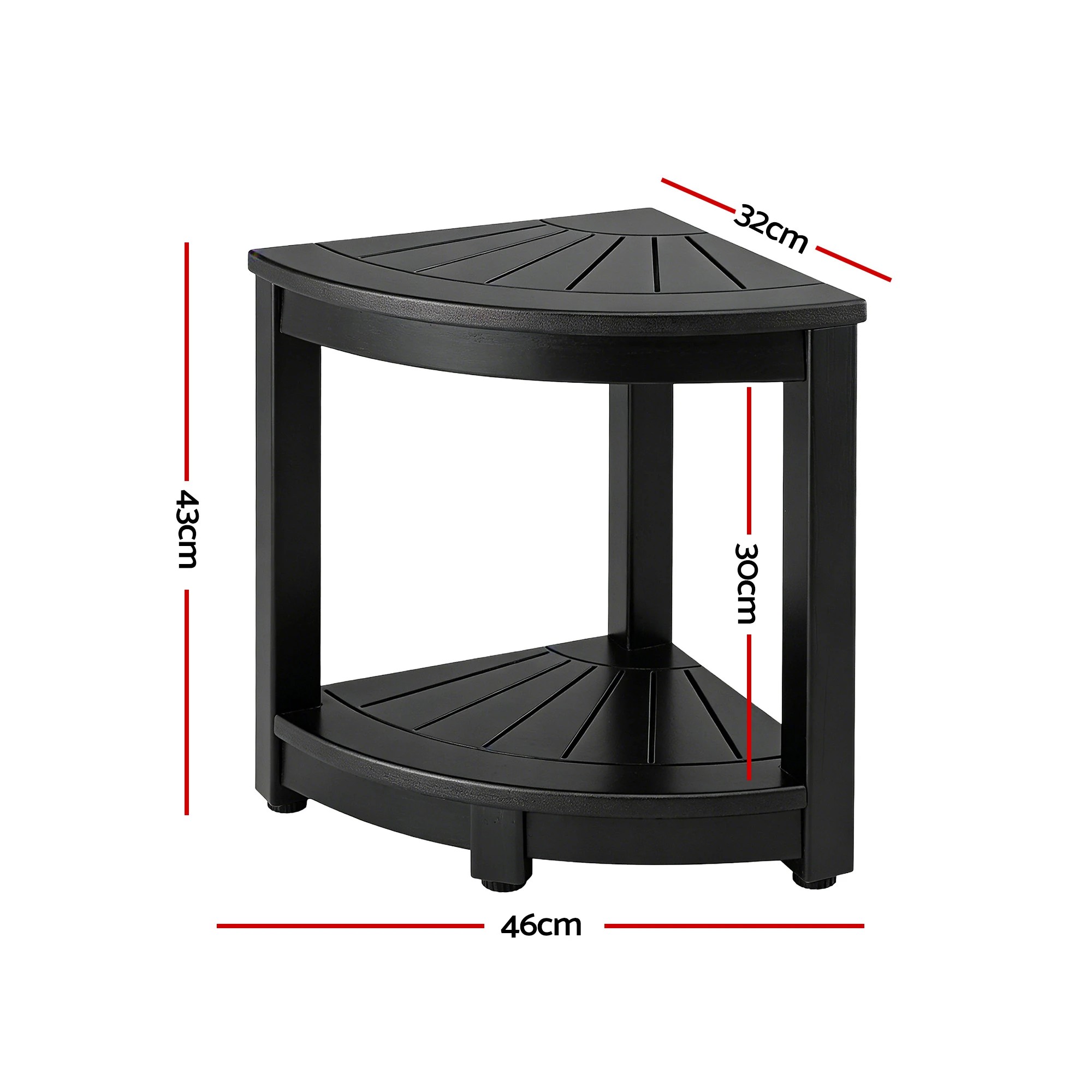 2 Gardeon Outdoor Coffee Side Table HDPE Desk Corner Shower Stool Bench Seat with Storage Shelf - Black, 2 of 8