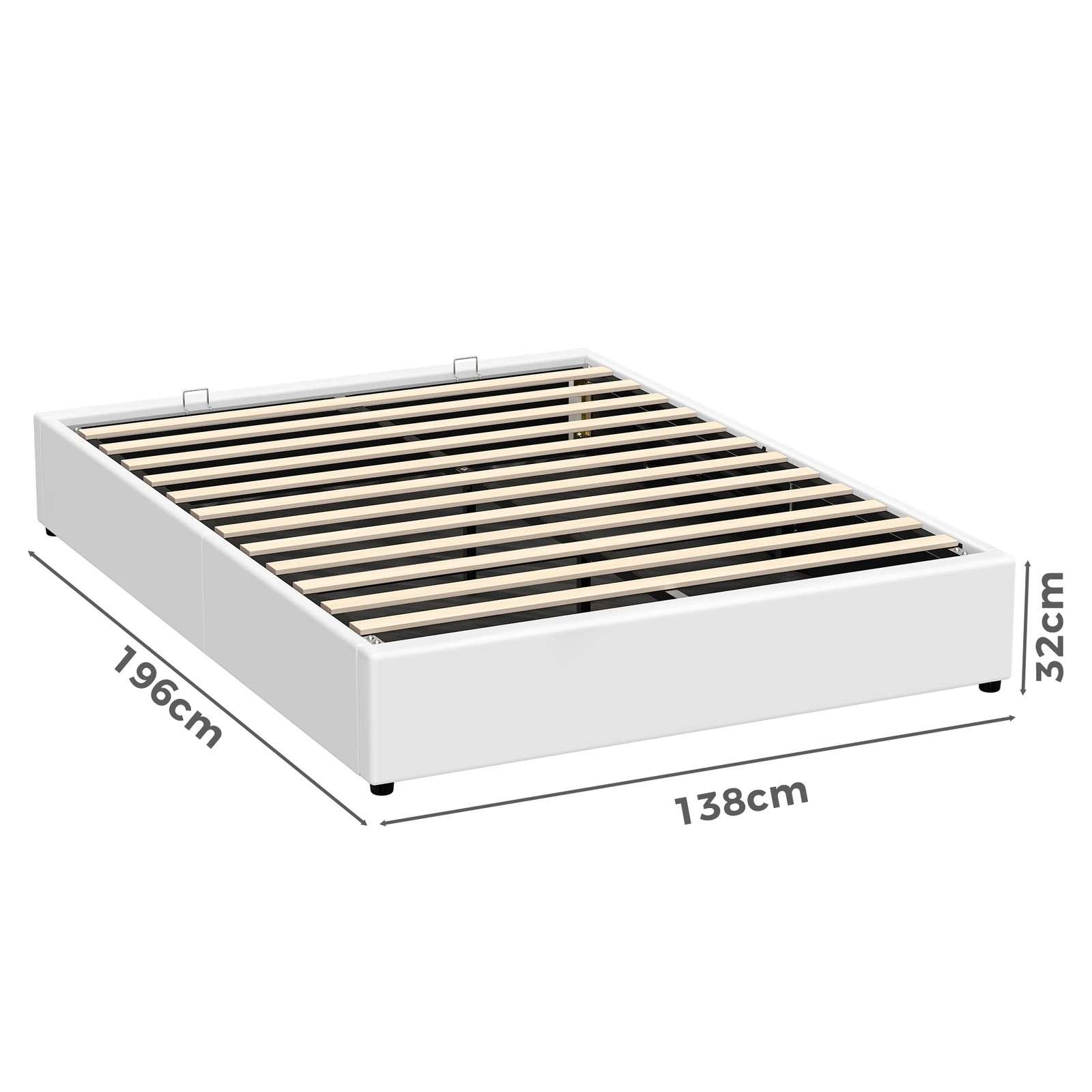 3 Alfordson Bed Frame Double Size Gas Lift Storage Mattress Base Barlow - White, 3 of 10