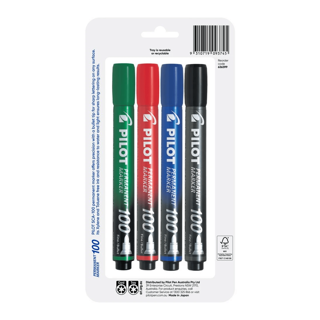 2 PILOT SCA100 Permanent Marker Bullet 1mm Assorted 4 Pack, 2 of 6