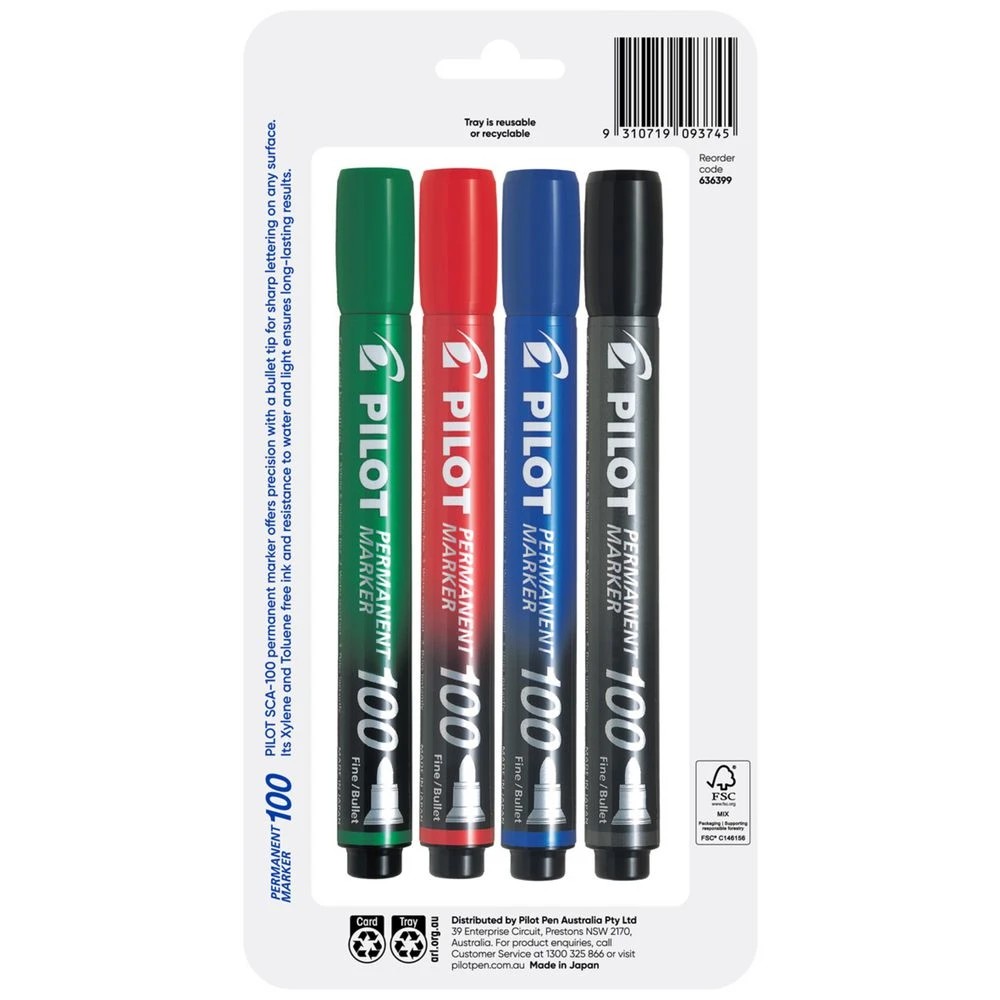 2 PILOT SCA100 Permanent Marker Bullet 1mm Assorted 4 Pack, 2 of 6