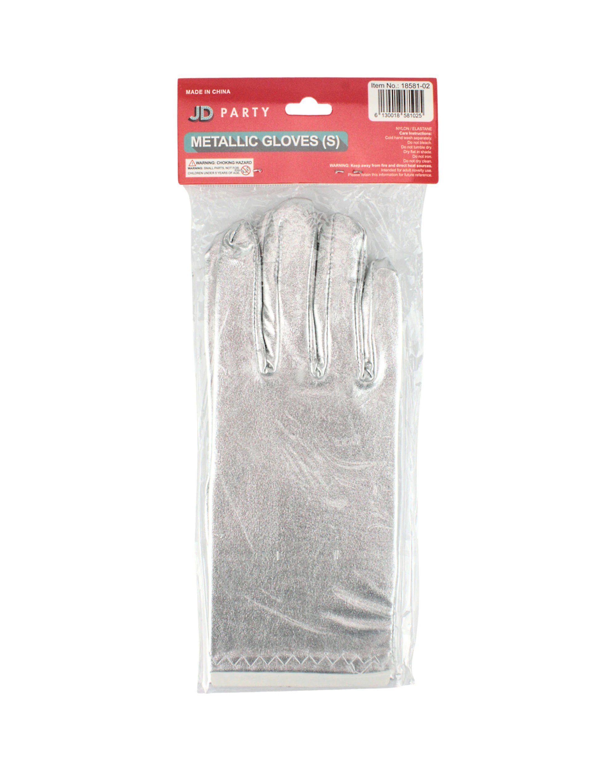 2 JD Party Adult Short Metallic Gloves - One Size - Silver, 2 of 2