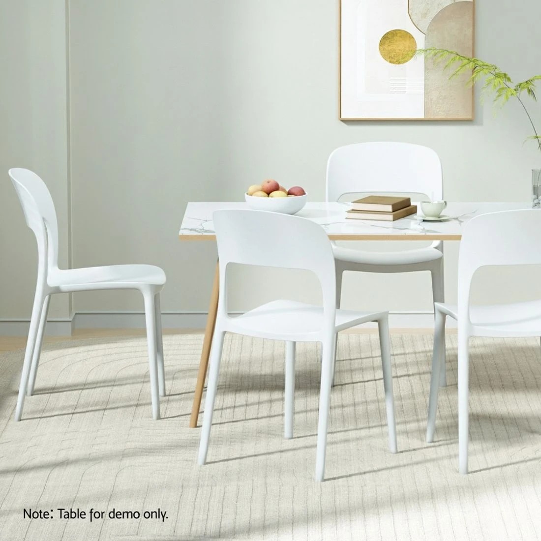 5 Gardeon 4PC Outdoor Dining Chairs Stackable PP Patio Chair Garden Furniture - White, 5 of 5