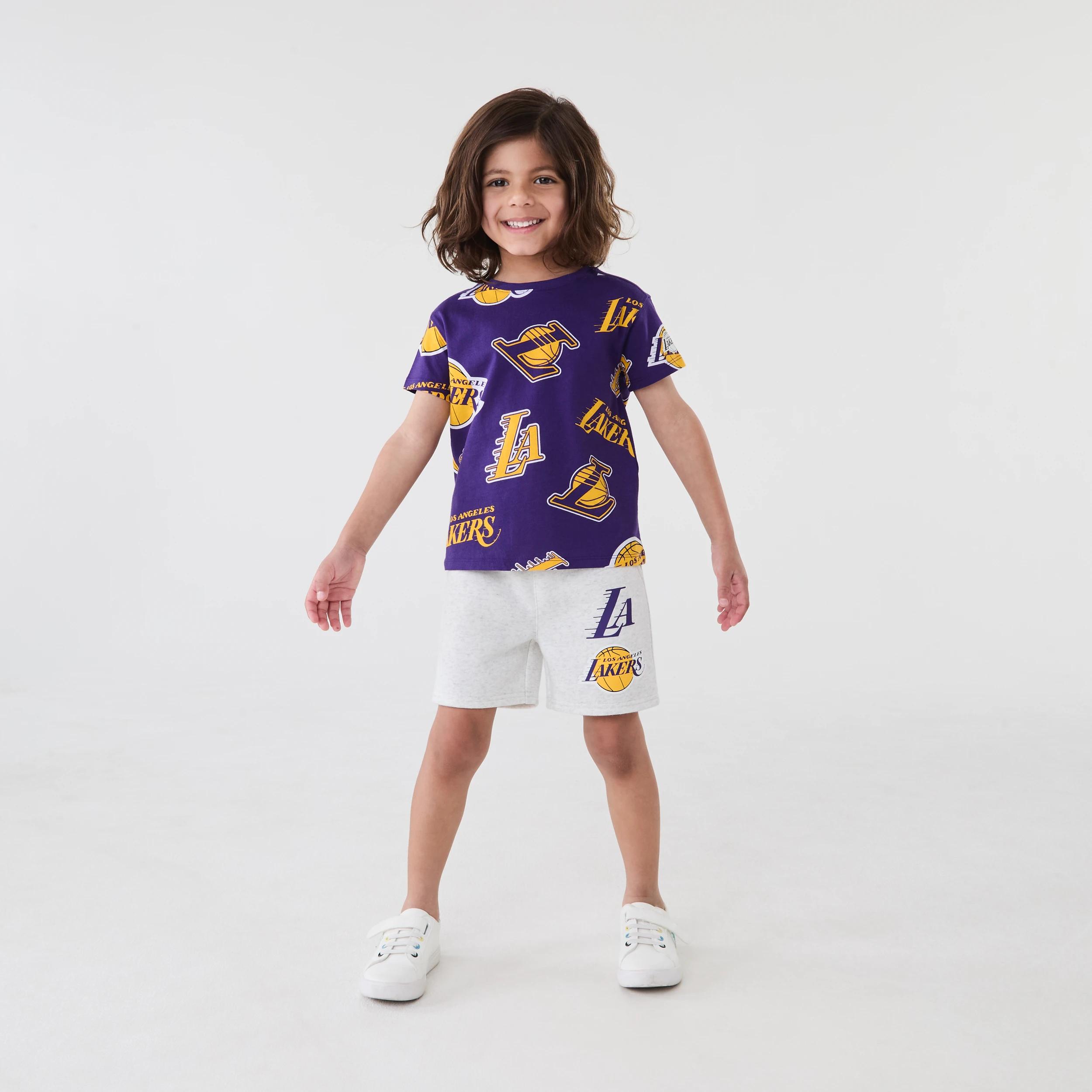 7 Official NBA Kids Mini Shorts BEIGE LAKERS, 7 of 8