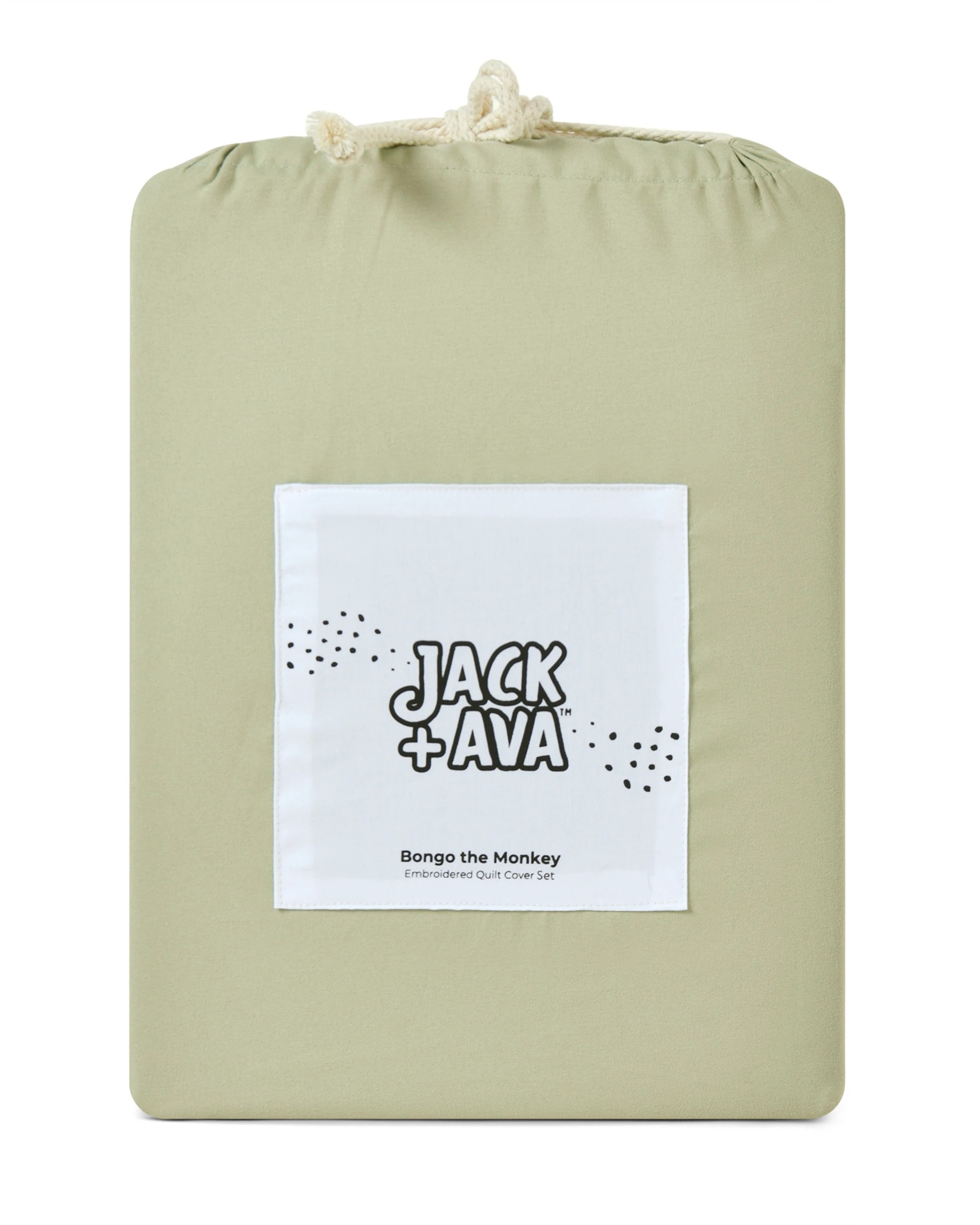 7 Jack & Ava Bongo the Monkey Embroidered Kids Quilt Cover Set - Queen Bed - Green, 7 of 7