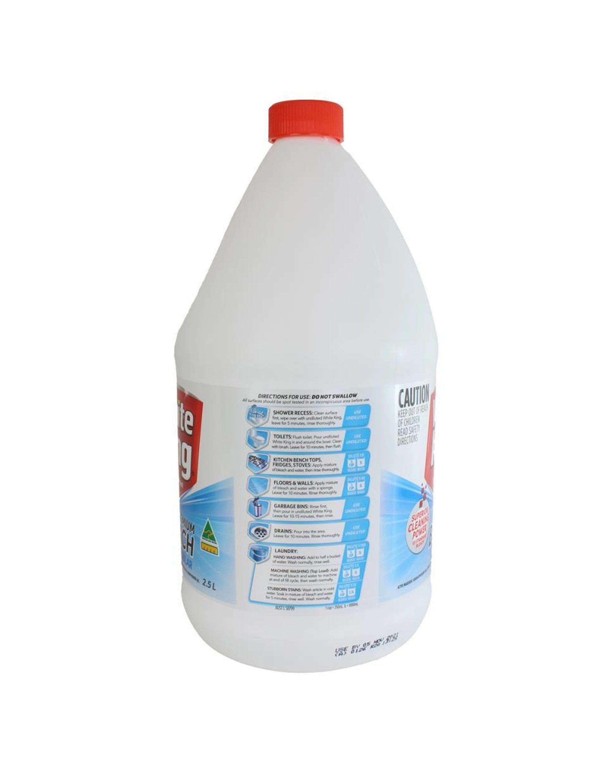 3 White King 8PK Premium Multi Purpose Liquid Bleach Cleaner 2.5L Regular - White, 3 of 4