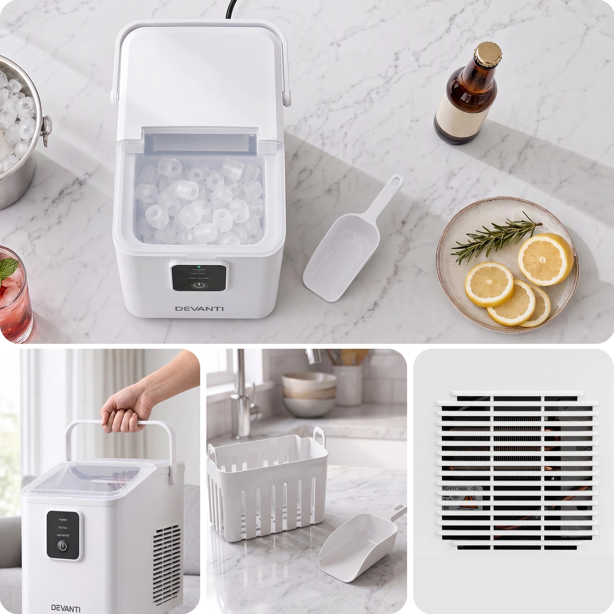 8 Devanti Ice Maker Machine 1112kg/24hr-White, 8 of 10