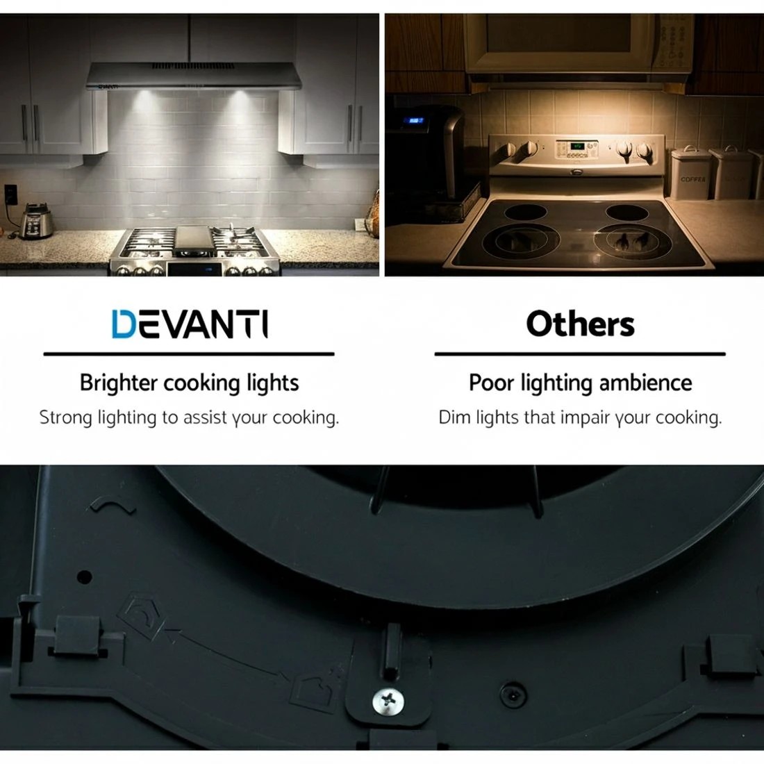 7 Devanti 900mm Range Hood 90cm Rangehood Stainless Steel - Silver, 7 of 7