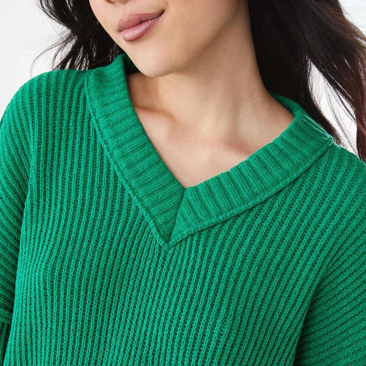 6 Chenille V-Neck Jumper SIMPLY GREEN, 6 of 9